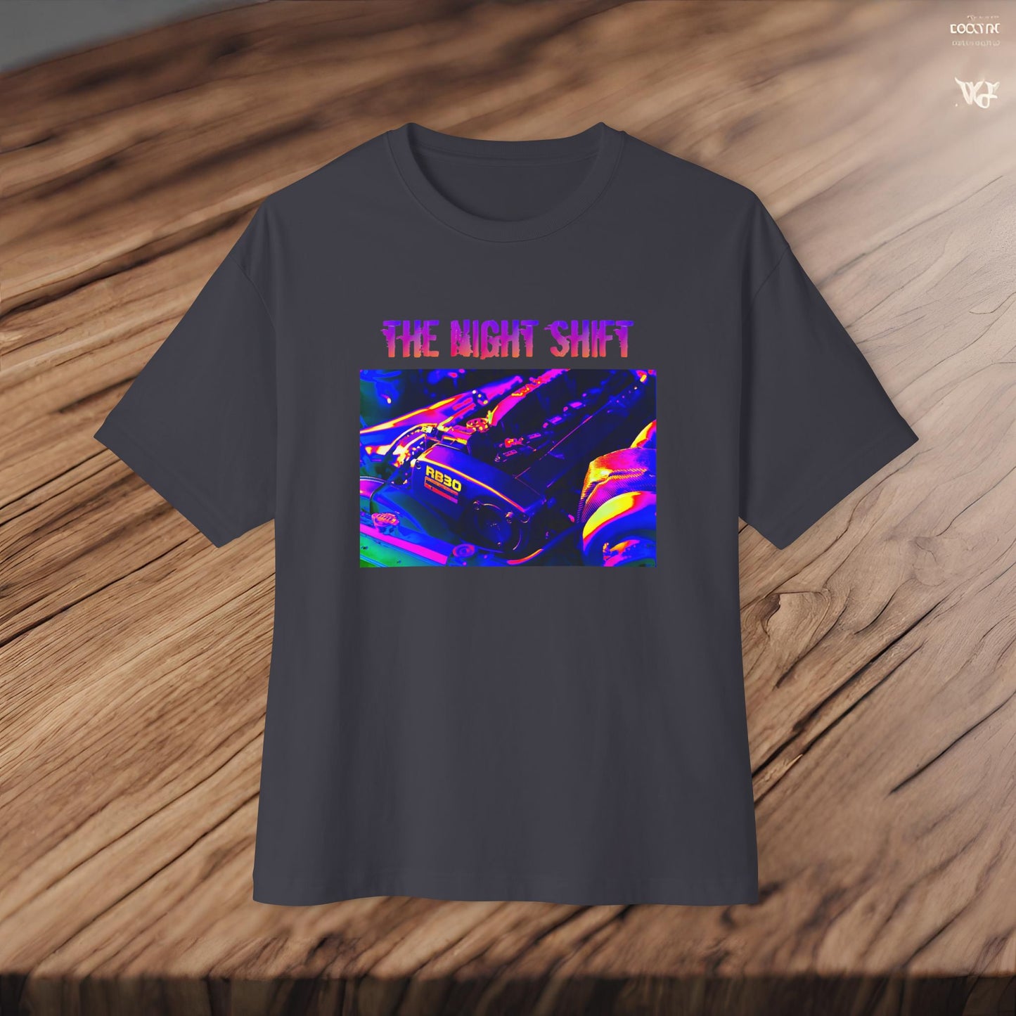 RB30 Synthwave-Premium, Ultra Soft Unisex Oversized Boxy Tee Printify by The Night Shift Automotive Apparel