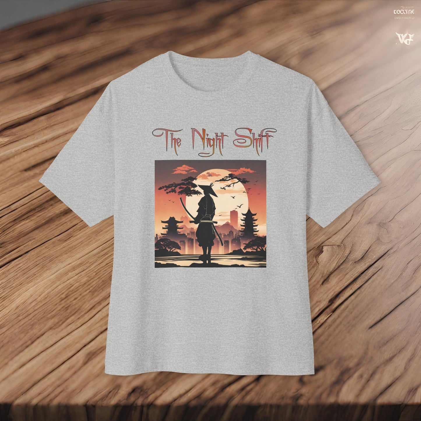 Samurai Full Moon Silhouette-Premium, Ultra Soft Unisex Oversized Boxy Tee Printify by The Night Shift Automotive Apparel