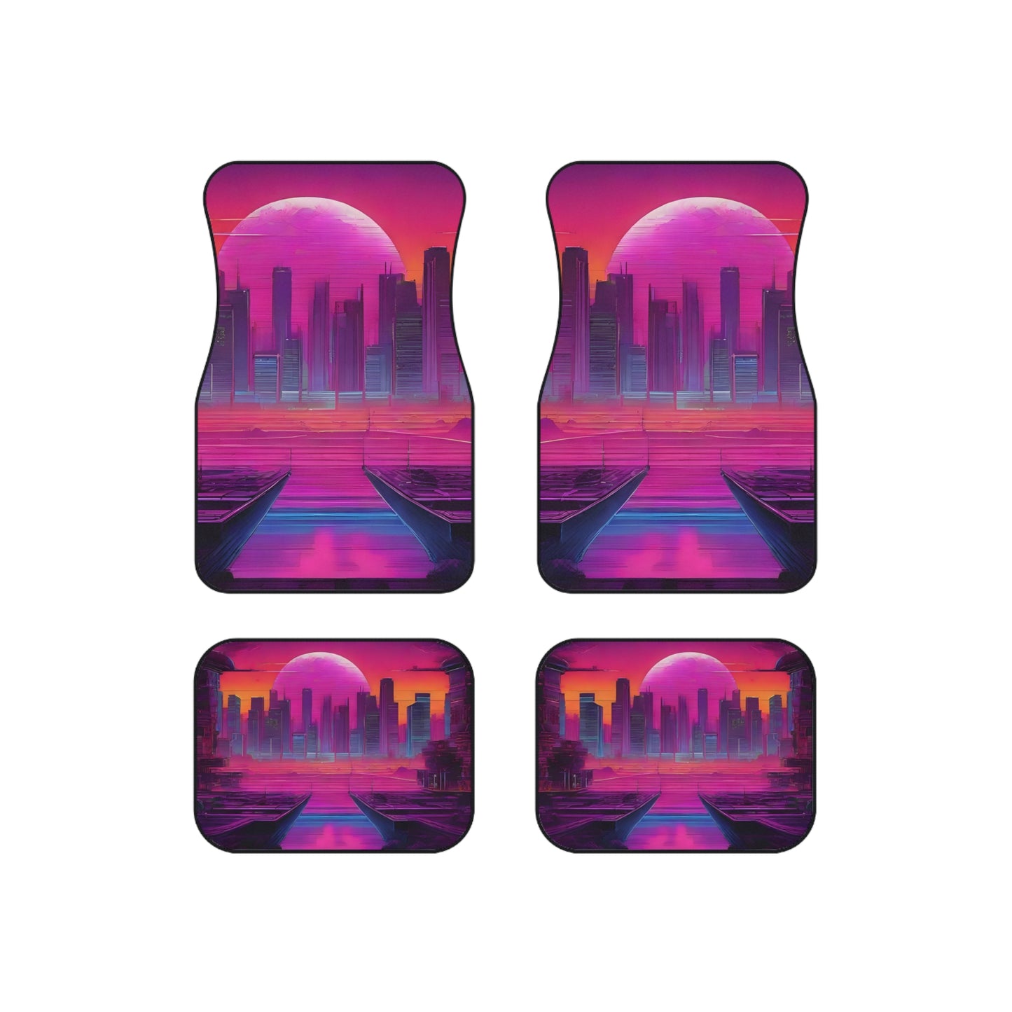 Sunset Synthwave-Premium, High Quality Car Floor Mats (Set of 4) Printify by The Night Shift Automotive Apparel