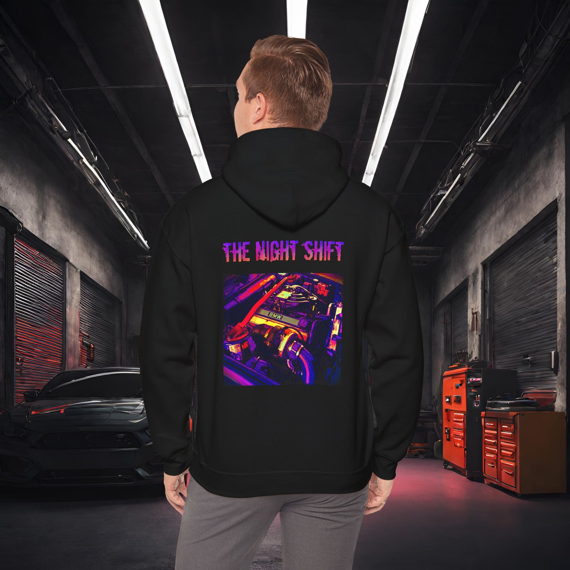 M20B30 Synthwave-Premium, Ultra Soft Unisex Hoodie Black Printify by The Night Shift Automotive Apparel