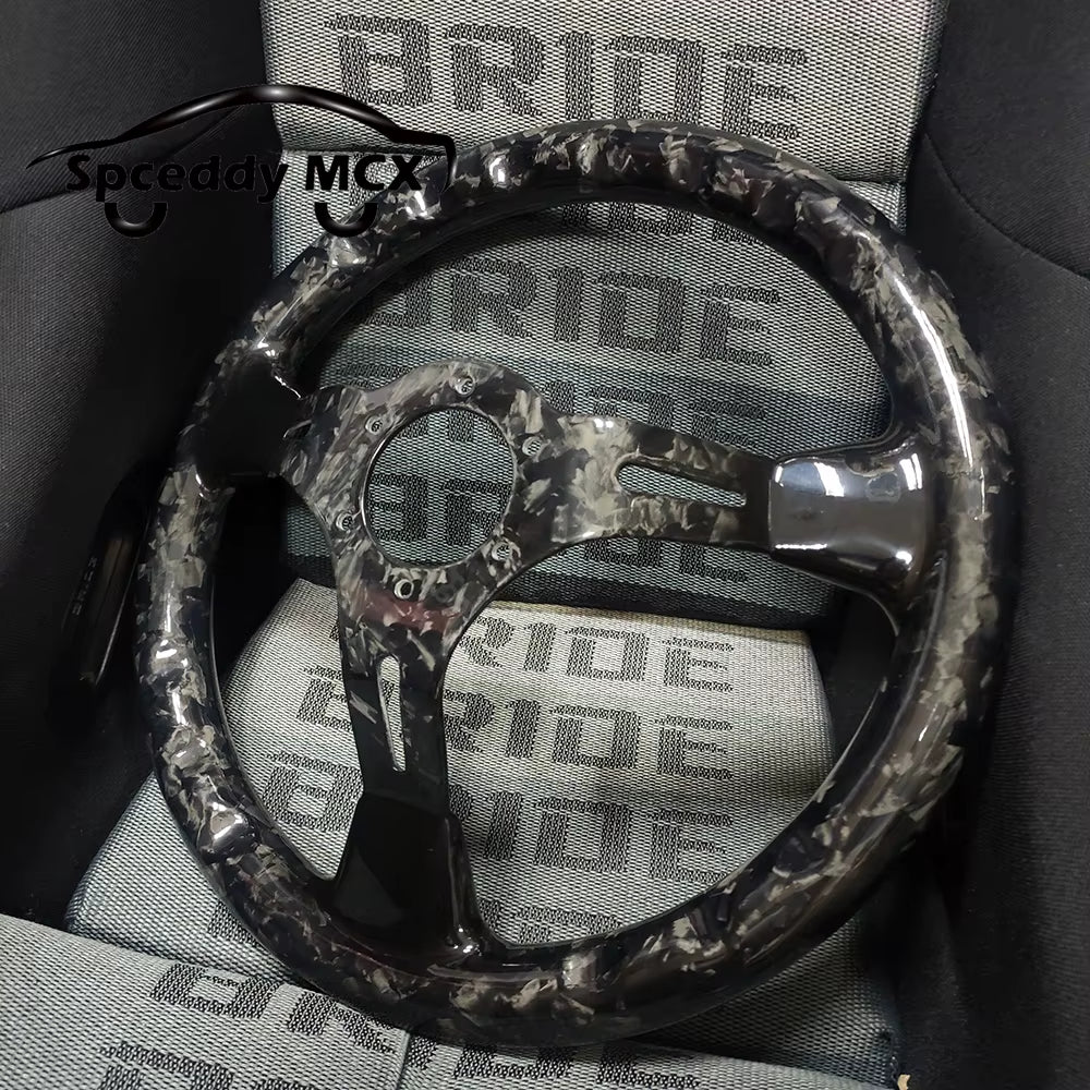 Real Forged Carbon Fiber 340mm Steering Wheel The Night Shift Performance Street Gear by The Night Shift Automotive Apparel