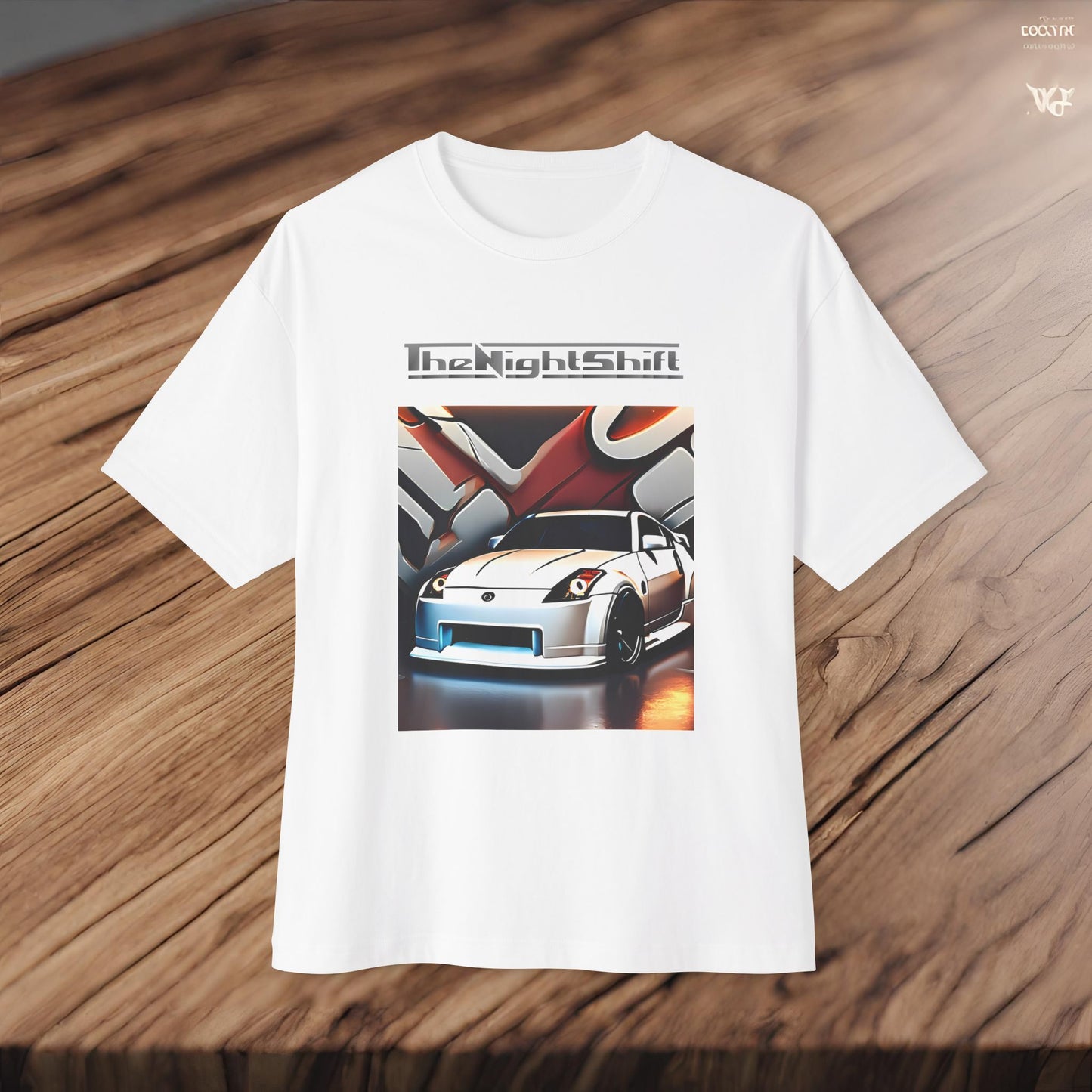 Nissan 350z Graffiti Wall-Premium, Ultra Soft, Unisex Oversized Boxy Tee Printify by The Night Shift Automotive Apparel