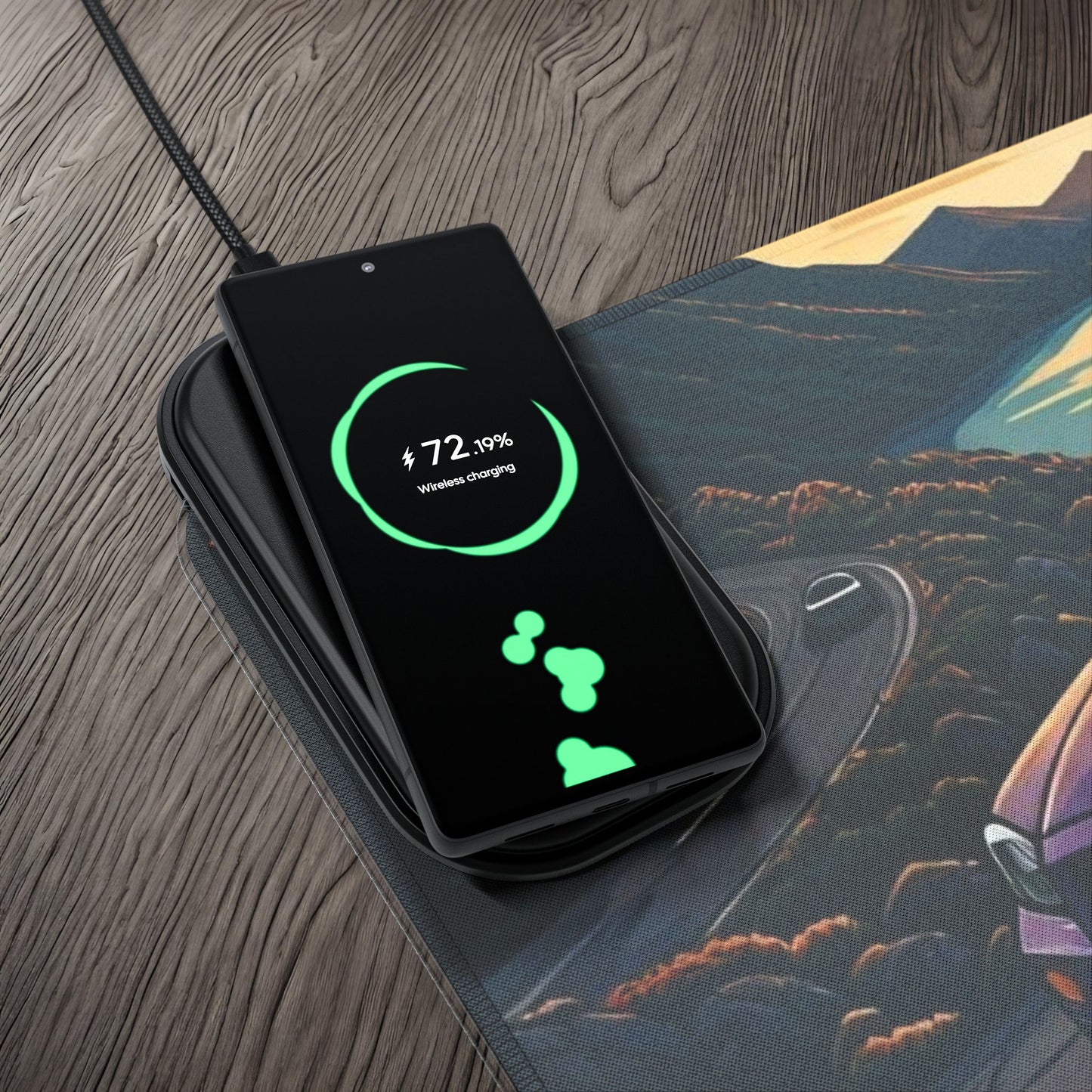 Nissan Skyline R34 GTR Mountain Drive-LED Gaming Mouse Pad with Wireless Charging Printify by The Night Shift Automotive Apparel