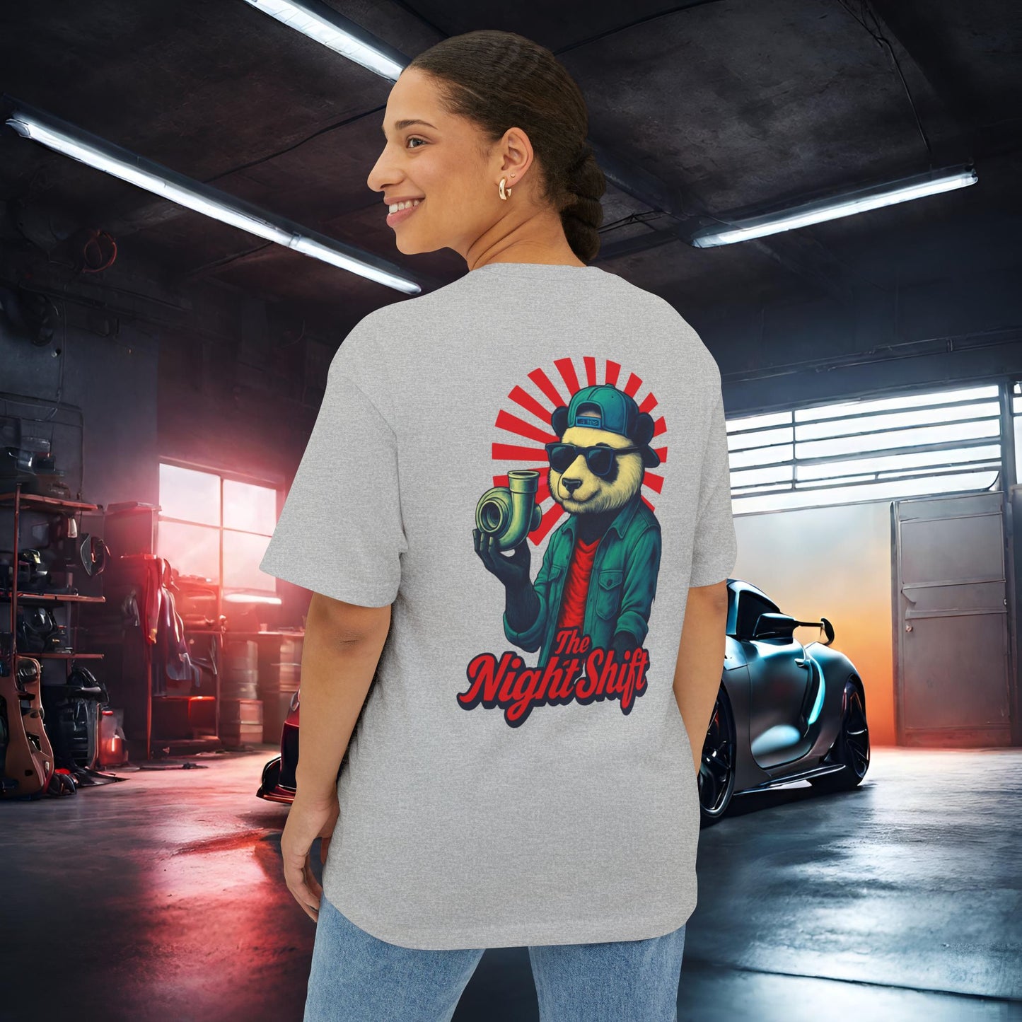 Good Vibes Panda-Premium, Ultra Soft Unisex Oversized Boxy Tee Printify by The Night Shift Automotive Apparel