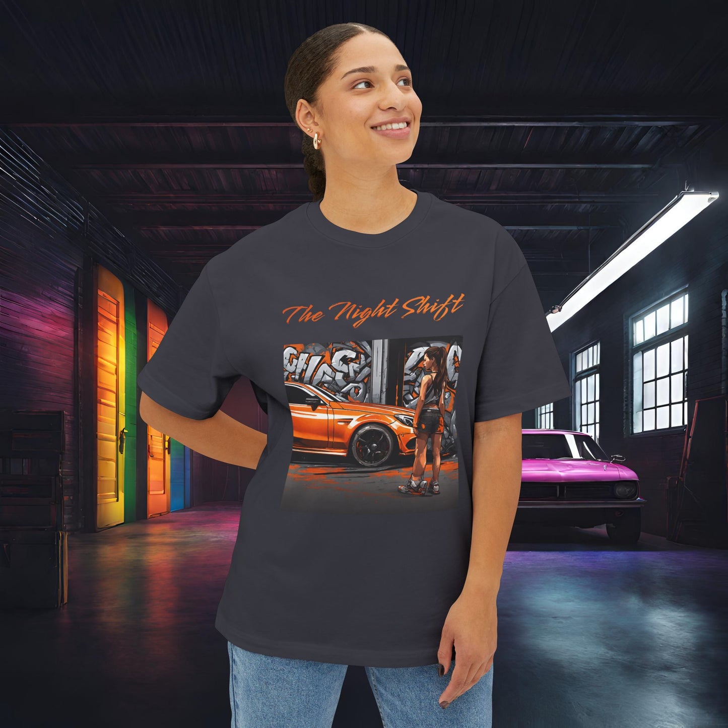 Mercedes-Benz C63 AMG Graffiti-Premium, Ultra Soft Unisex Oversized Boxy Tee Printify by The Night Shift Automotive Apparel