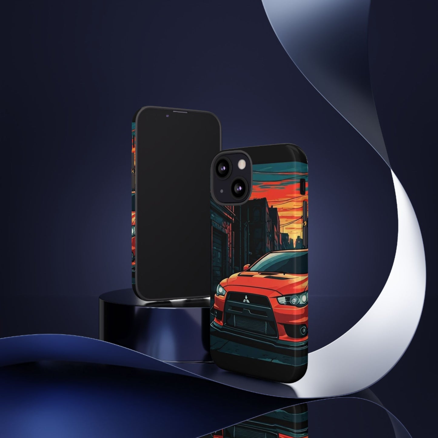 Mitsubishi Evo X Street Life-Dual Layer Ultra Tough Phone Case iPhone 13 Mini Glossy Printify by The Night Shift Automotive Apparel