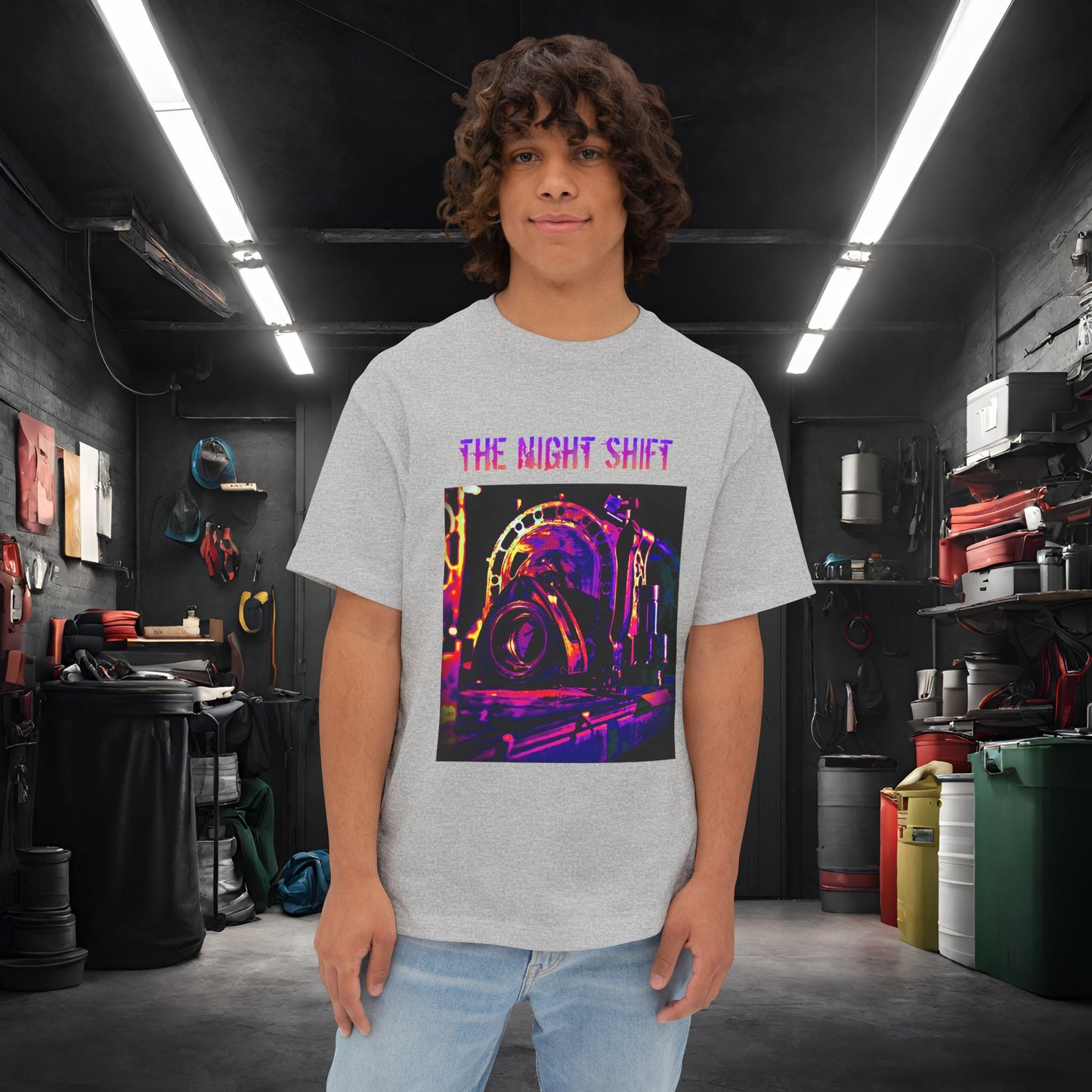 13B-REW Synthwave-Premium, Ultra Soft Unisex Oversized Boxy Tee Athletic Heather Printify by The Night Shift Automotive Apparel