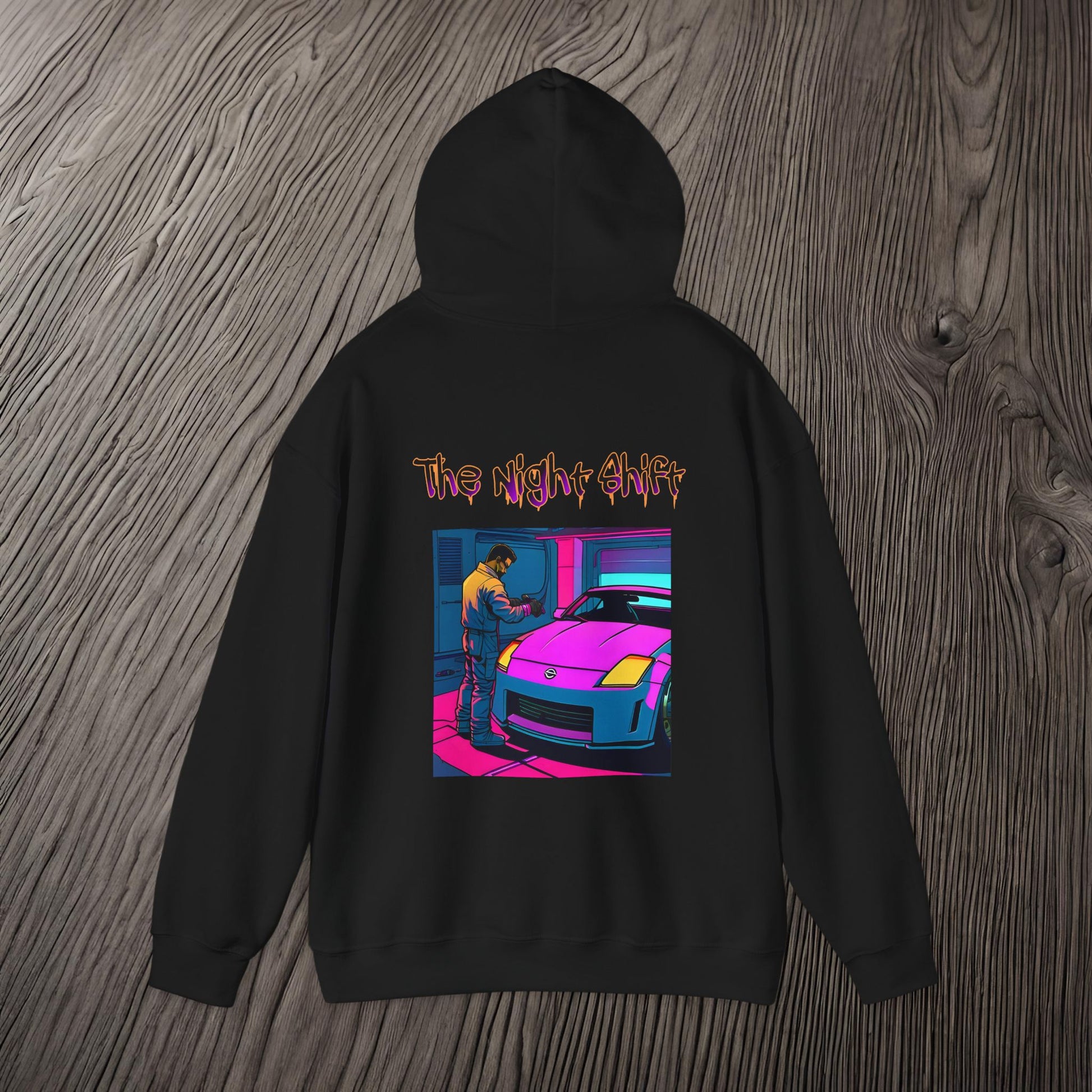 Nissan 350z Garage Queen Synthwave-Premium, Ultra Soft Unisex Hoodie Printify by The Night Shift Automotive Apparel