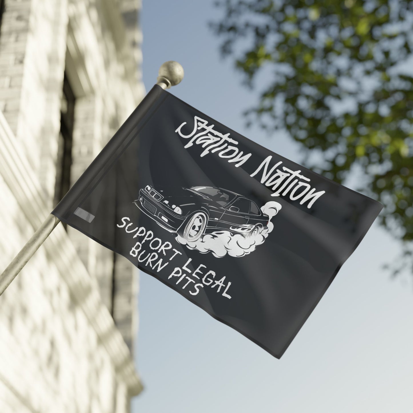 Station Nation-Support Legal Burn Pit Flags 36" x 24" Printify by The Night Shift Automotive Apparel