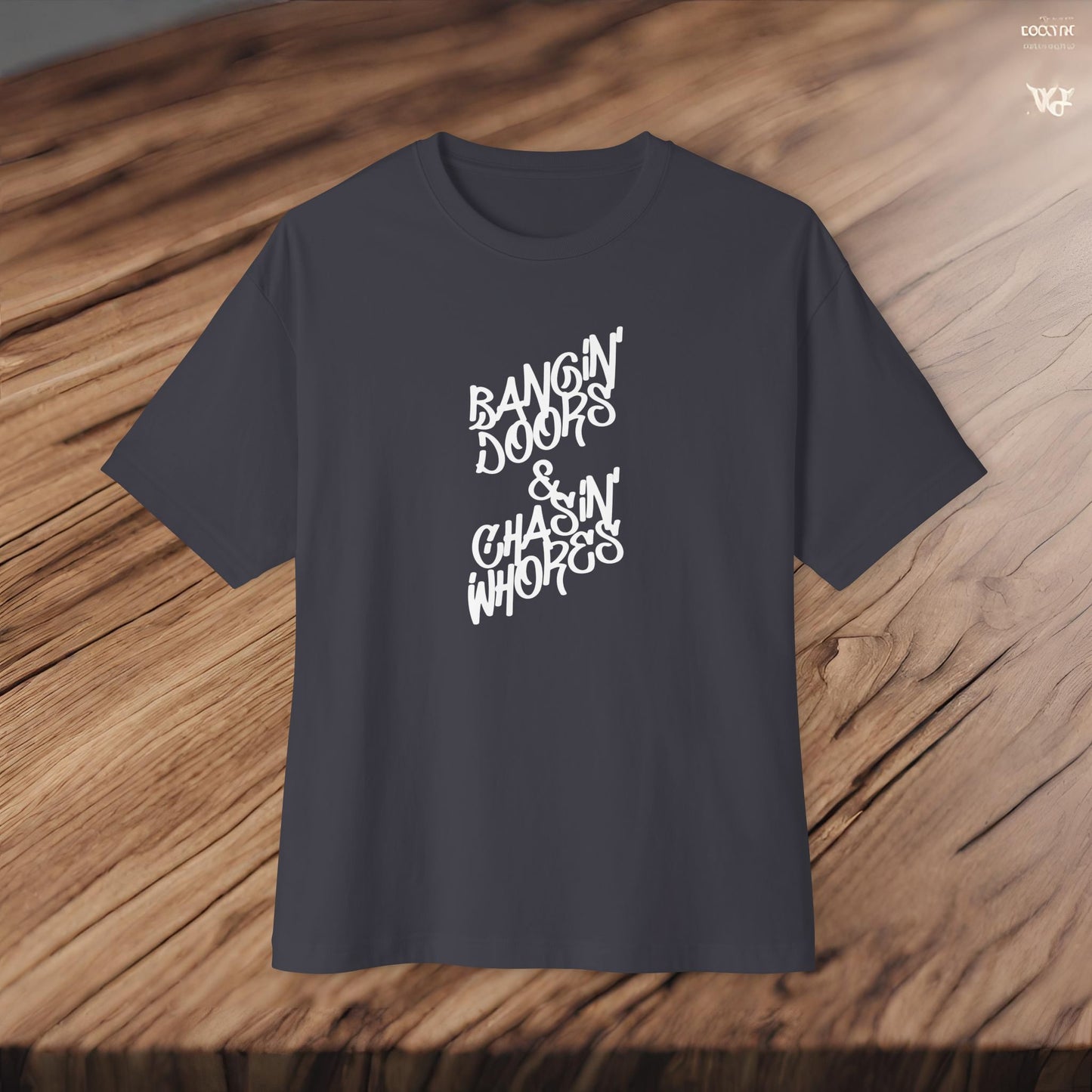 Bangin' Doors & Chasin' Whores-Premium, Ultra Soft Unisex Oversized Boxy Tee Printify by The Night Shift Automotive Apparel
