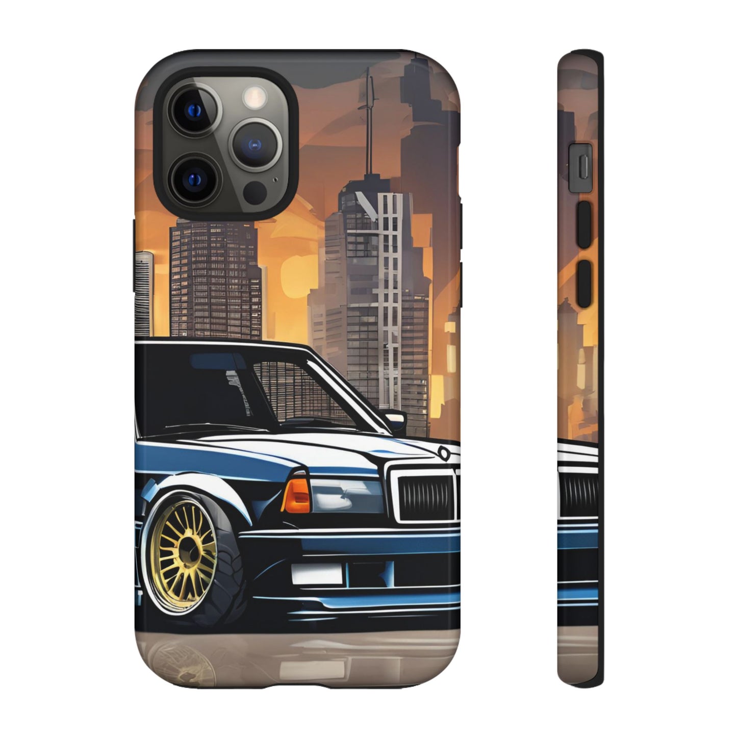 Mercedes Benz 190e Evo-Dual Layer Ultra Tough Phone Case iPhone 12 Pro Glossy Printify by The Night Shift Automotive Apparel