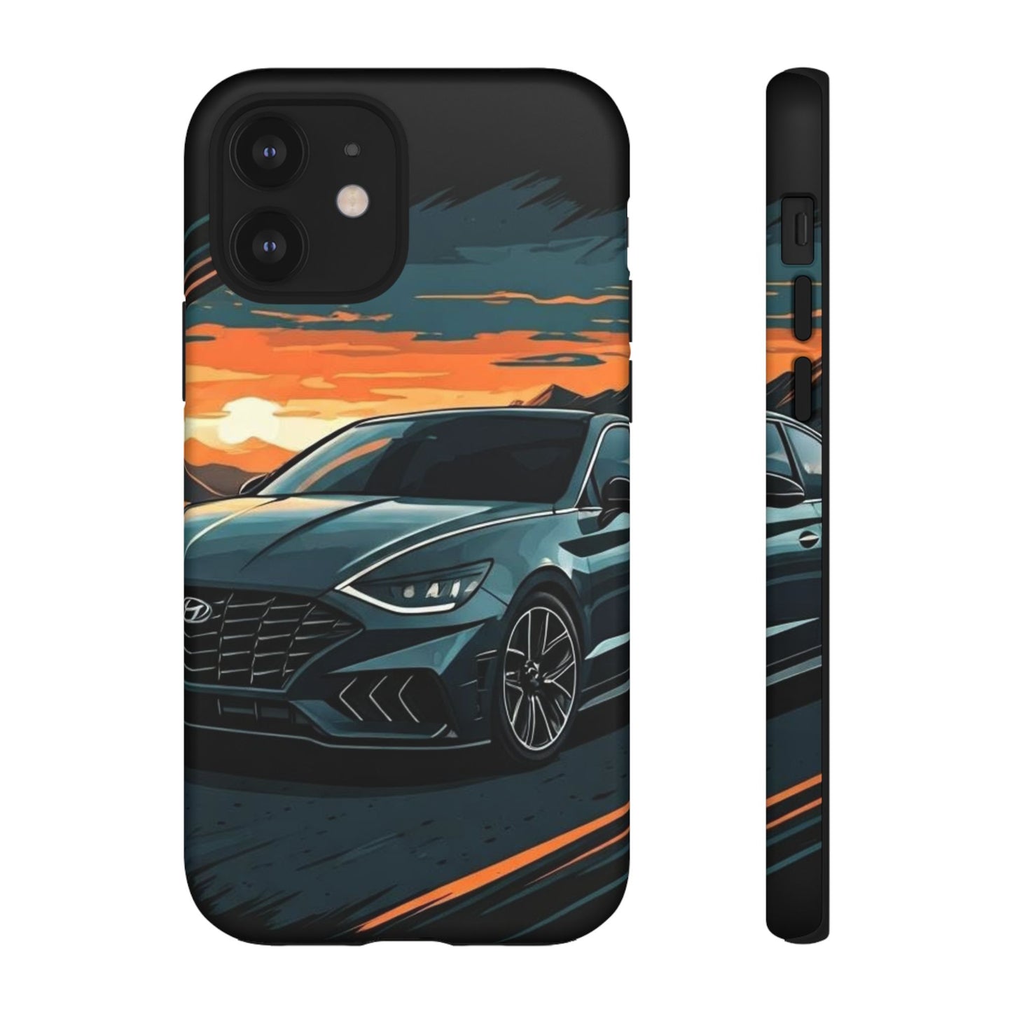 Hyundai Sonata-Sunset Drive-Dual Layer Ultra Tough Phone Case iPhone 12 Matte Printify by The Night Shift Automotive Apparel