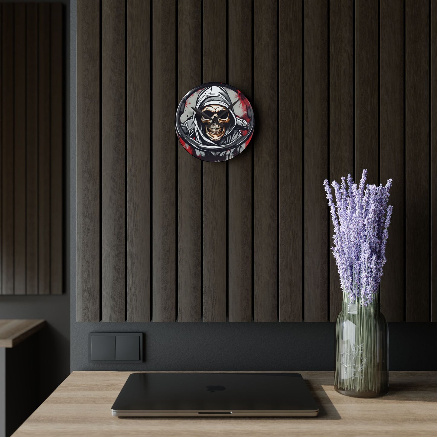 Grim Reaper Steering Wheel-Acrylic Wall Clock Printify by The Night Shift Automotive Apparel