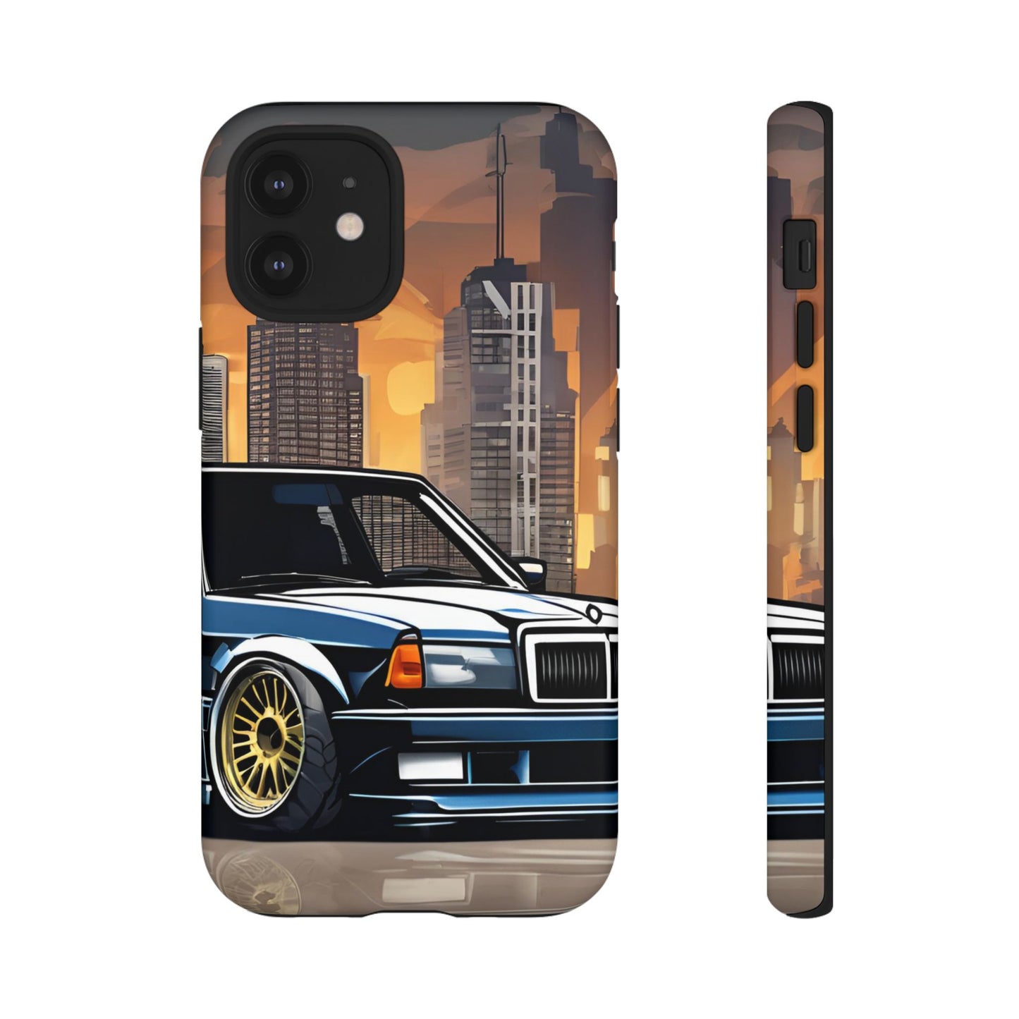 Mercedes Benz 190e Evo-Dual Layer Ultra Tough Phone Case iPhone 12 Mini Matte Printify by The Night Shift Automotive Apparel