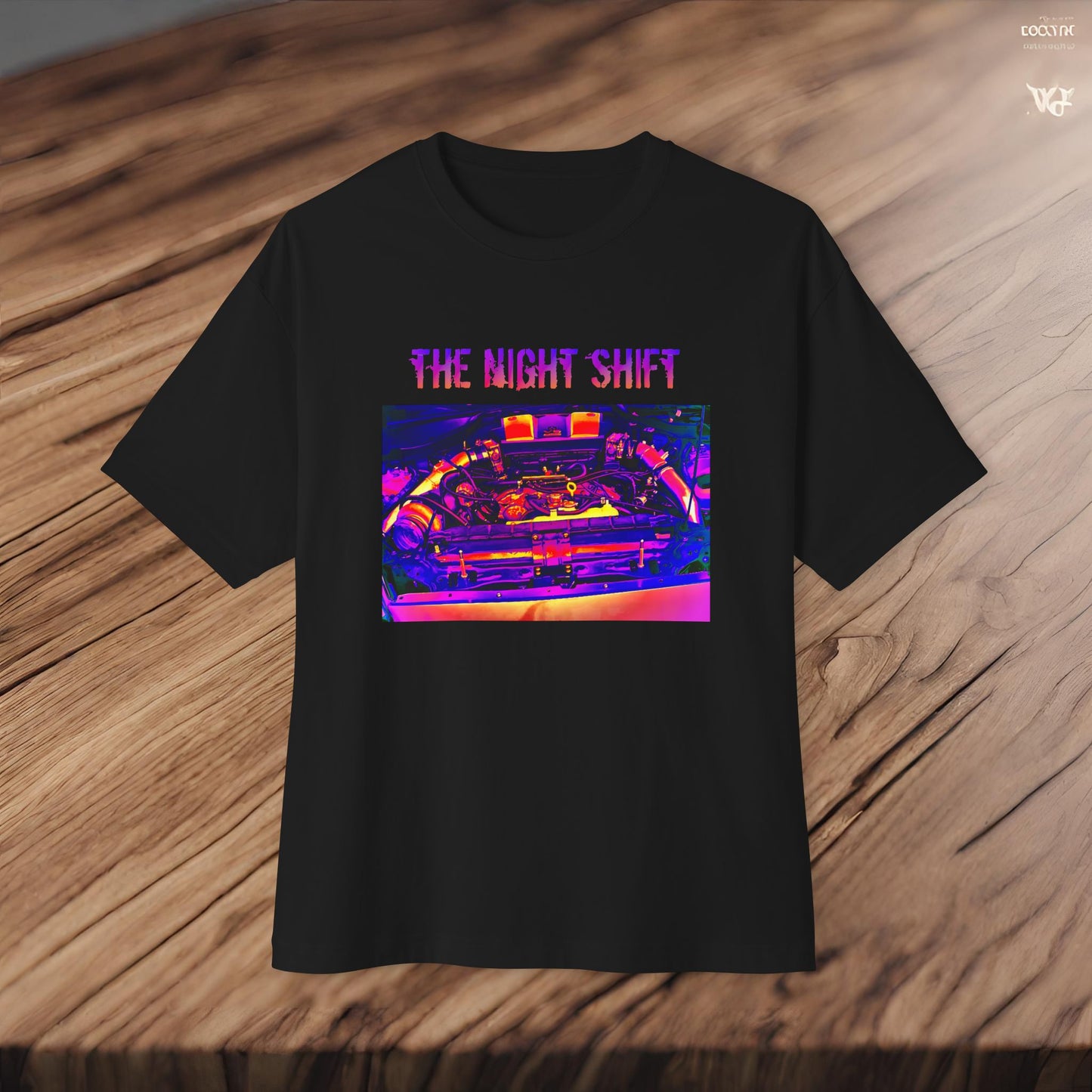 VQ37VHR Single Turbo-Premium, Ultra Soft Synthwave Unisex Oversized Boxy Tee Printify by The Night Shift Automotive Apparel