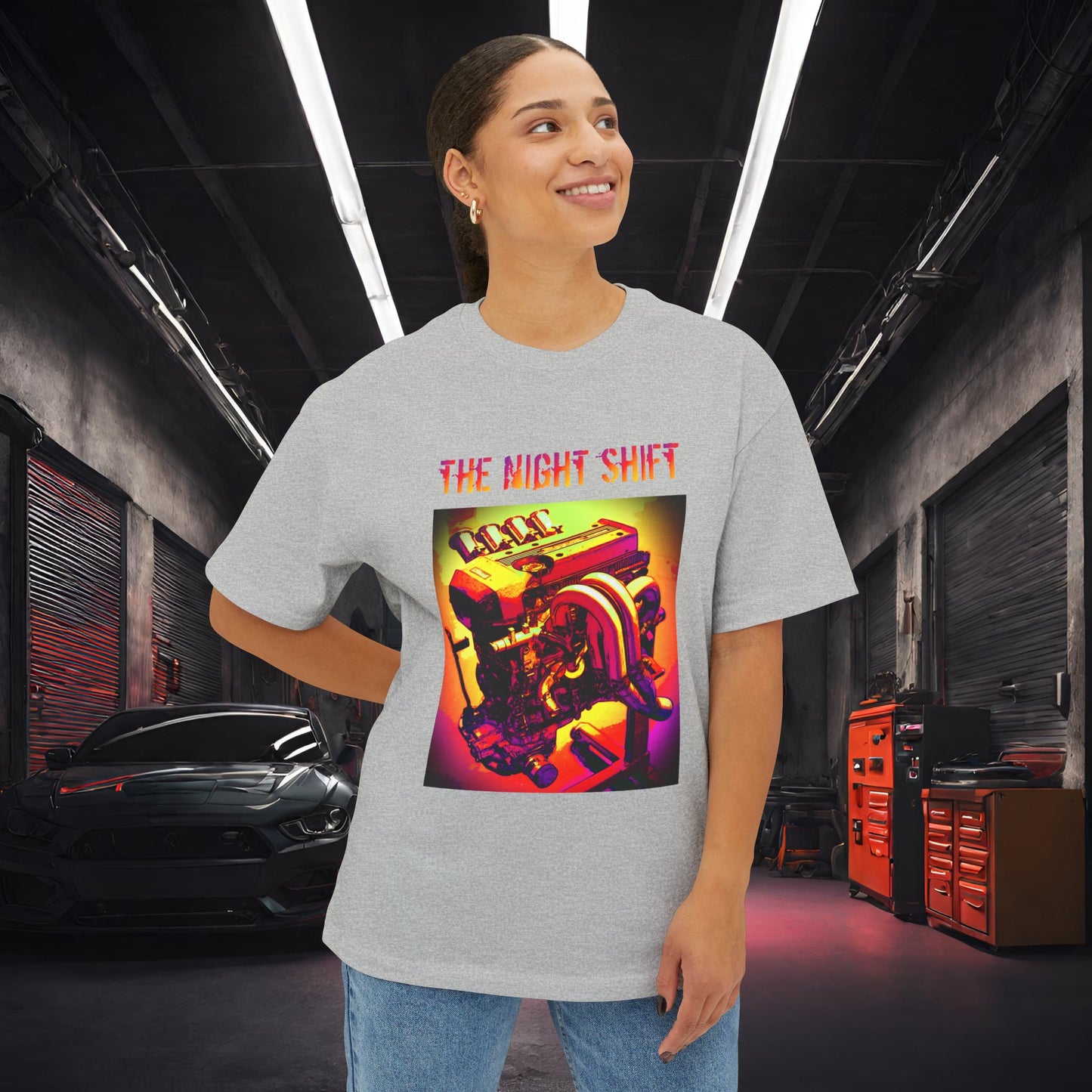 3S-GE ITB Synthwave-Premium, Ultra Soft Unisex Oversized Boxy Tee Athletic Heather Printify by The Night Shift Automotive Apparel