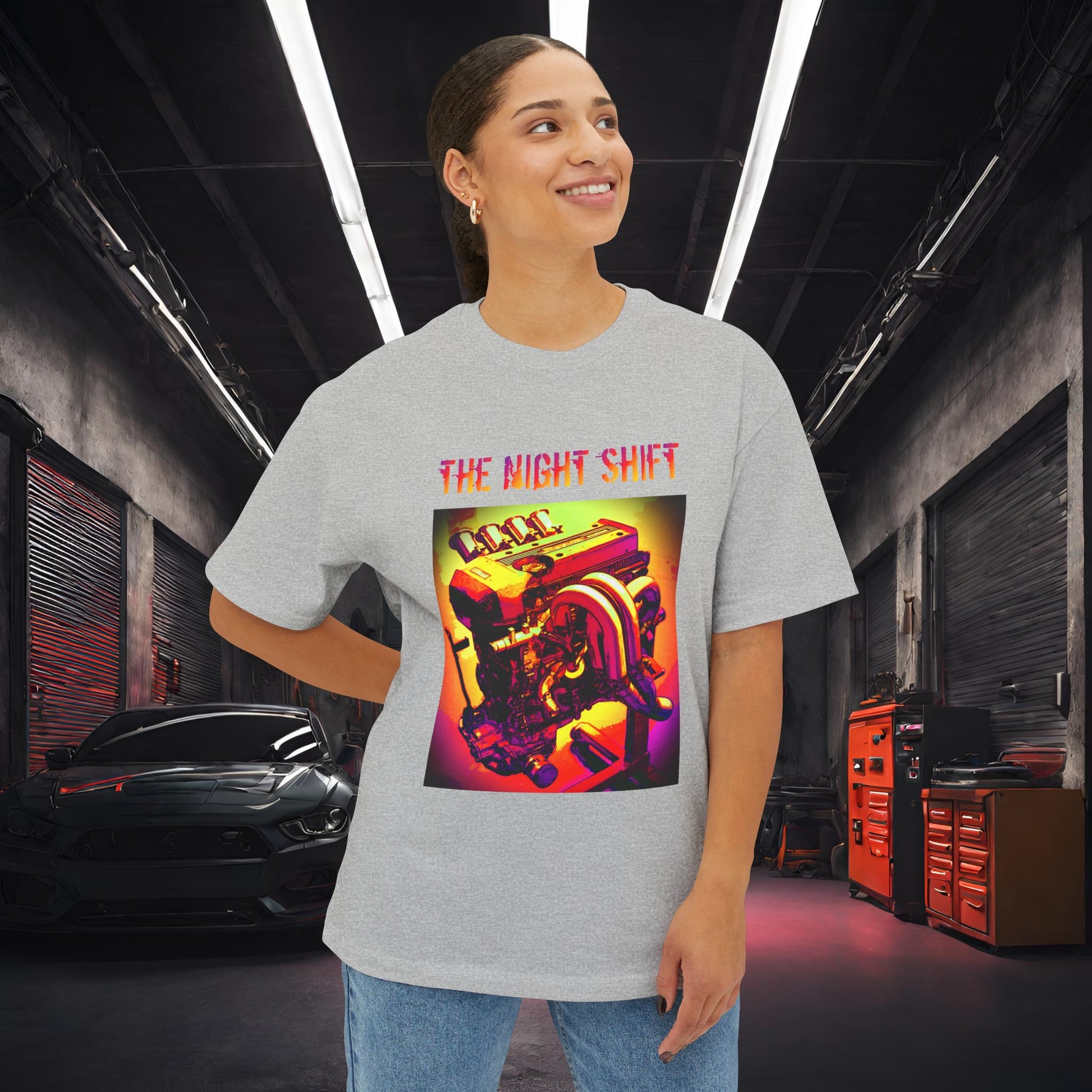 3S-GE ITB Synthwave-Premium, Ultra Soft Unisex Oversized Boxy Tee Athletic Heather Printify by The Night Shift Automotive Apparel