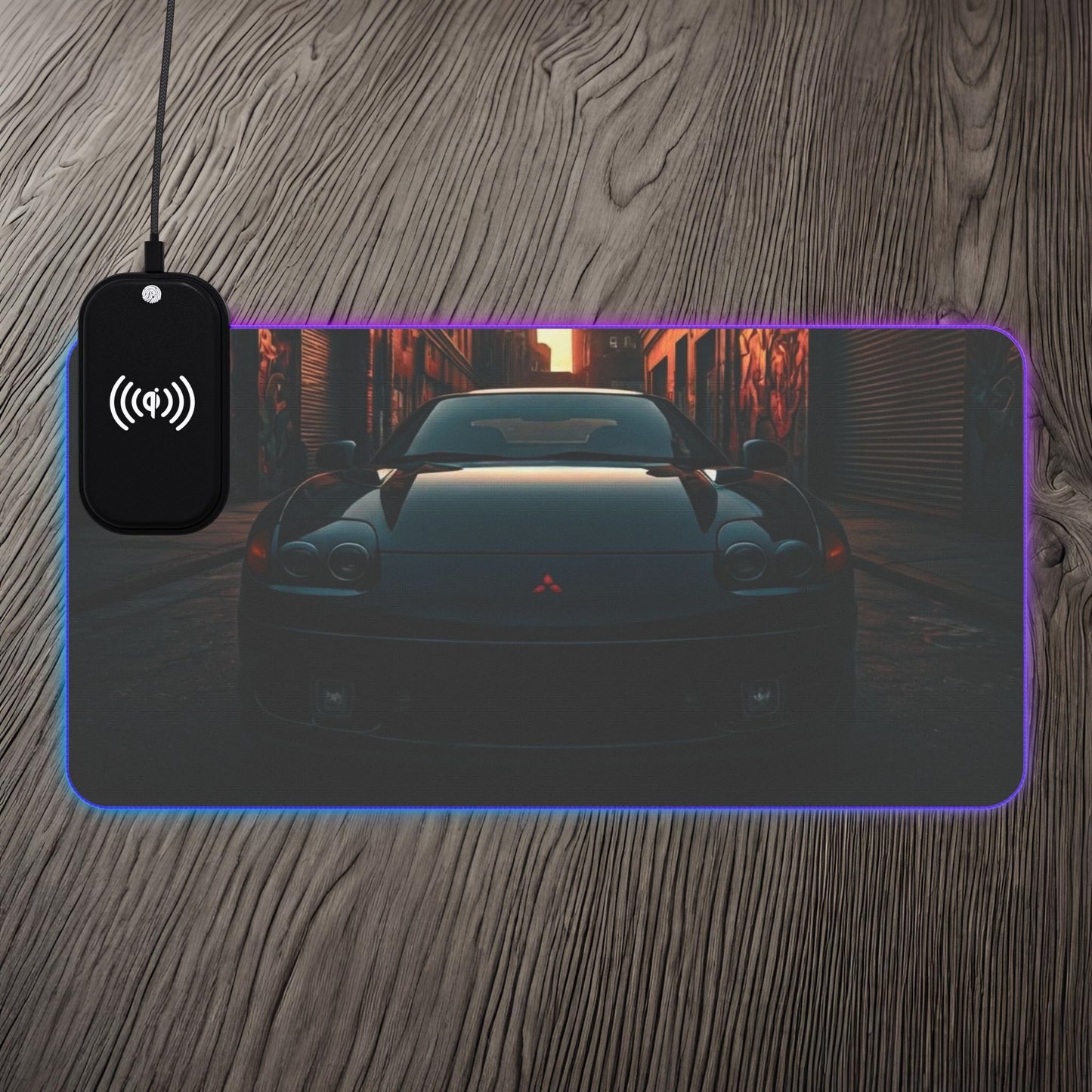 Mitsubishi 3000GT VR4 Street Life-LED Gaming Mouse Pad with Wireless Charging 23.6" × 11.8" Rectangle 15W Printify by The Night Shift Automotive Apparel