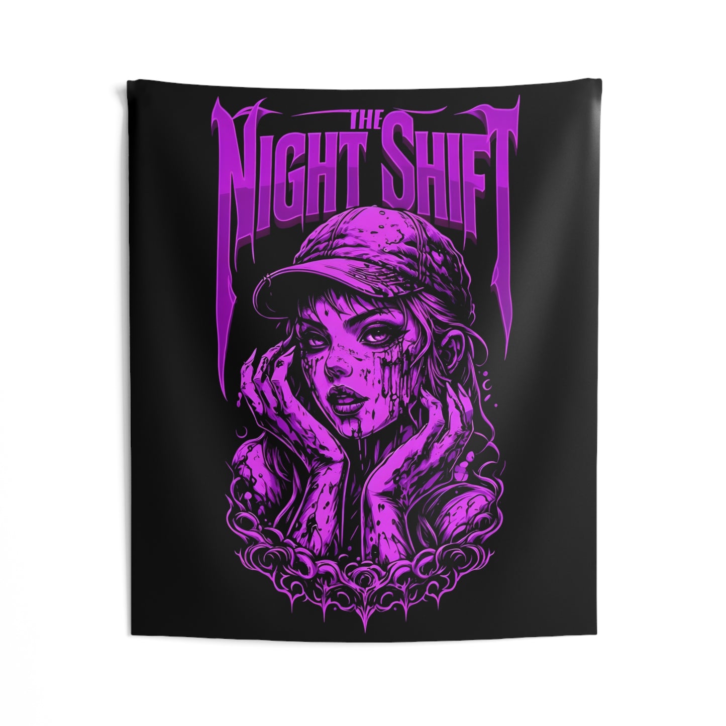 The Night Shift Demonic Piston Princess Indoor Wall Tapestries - Shop Banner 50" × 60" Printify by The Night Shift Automotive Apparel