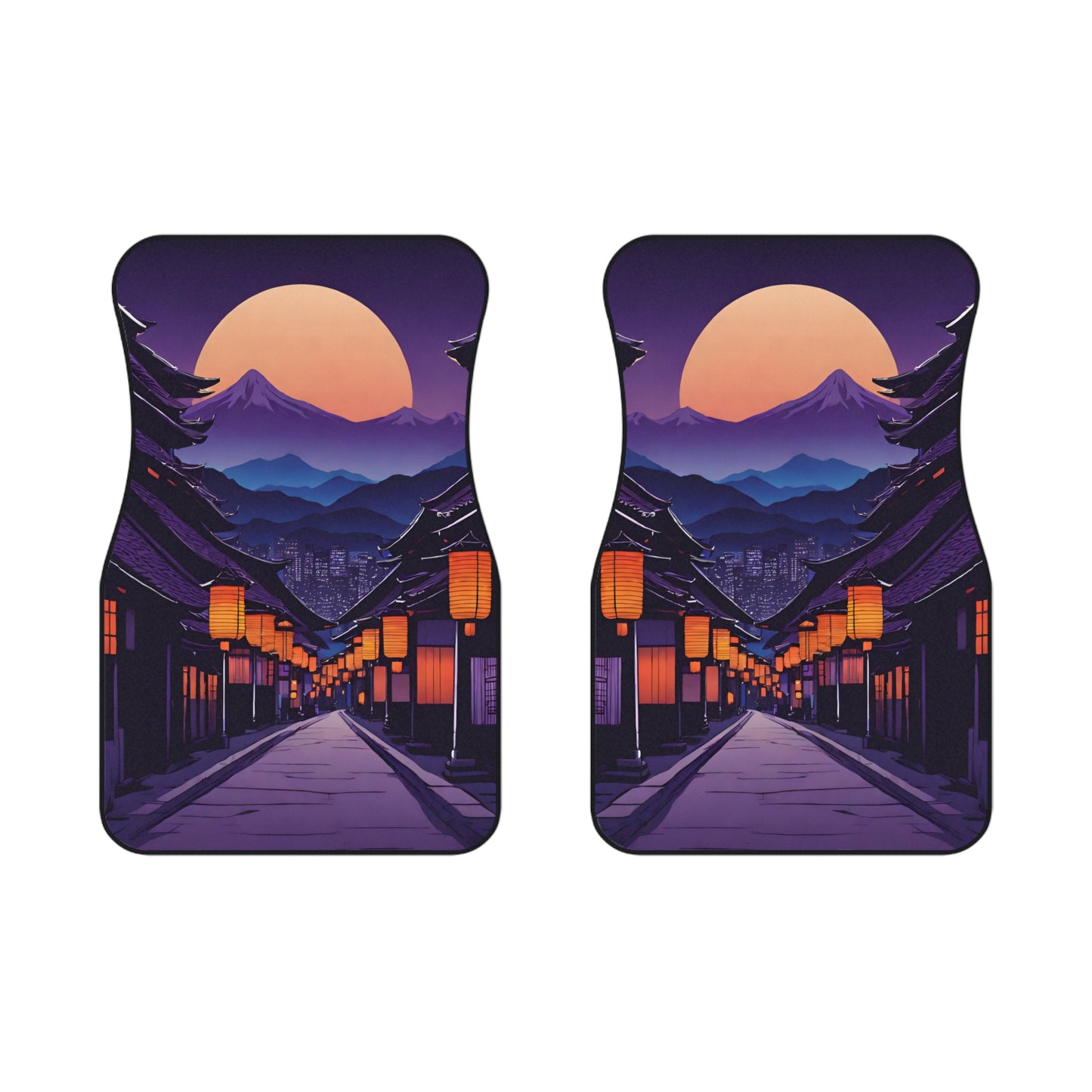 Lamplight Japanese Traditional Village-Premium, High Quality Car Floor Mats (Set of 2 Front Floor Mats) 2x Front mats Printify by The Night Shift Automotive Apparel