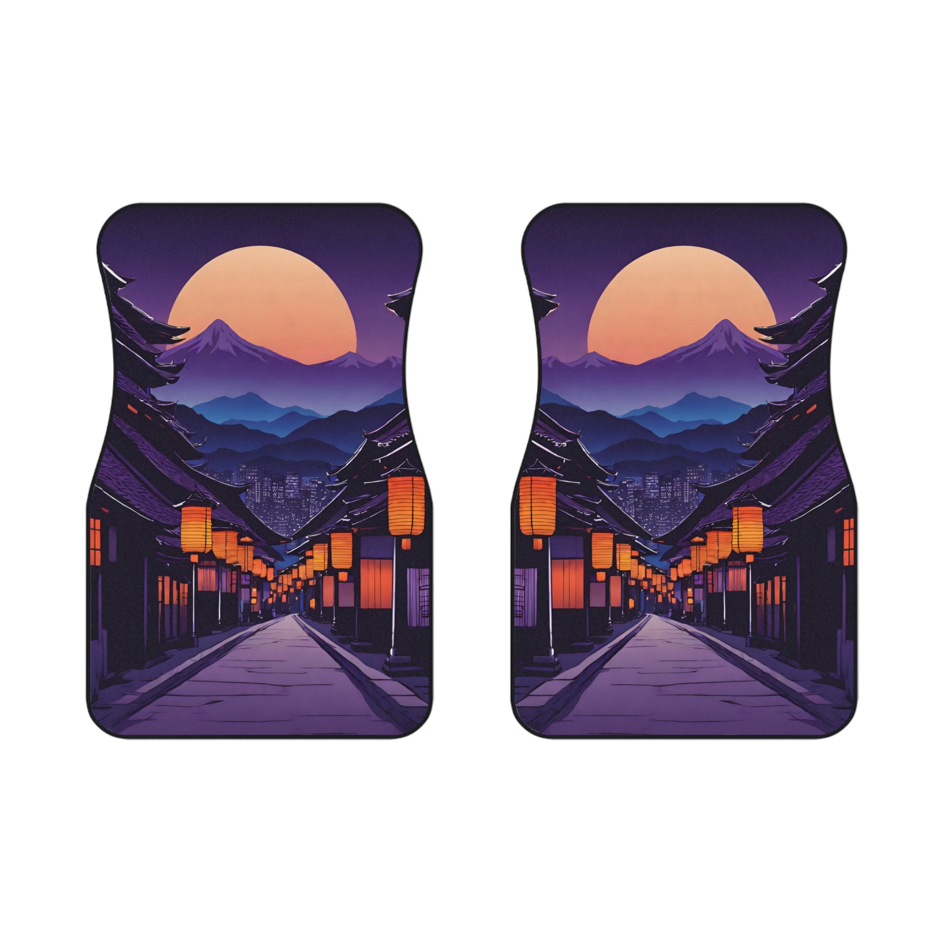 Lamplight Japanese Traditional Village-Premium, High Quality Car Floor Mats (Set of 2 Front Floor Mats) 2x Front mats Printify by The Night Shift Automotive Apparel