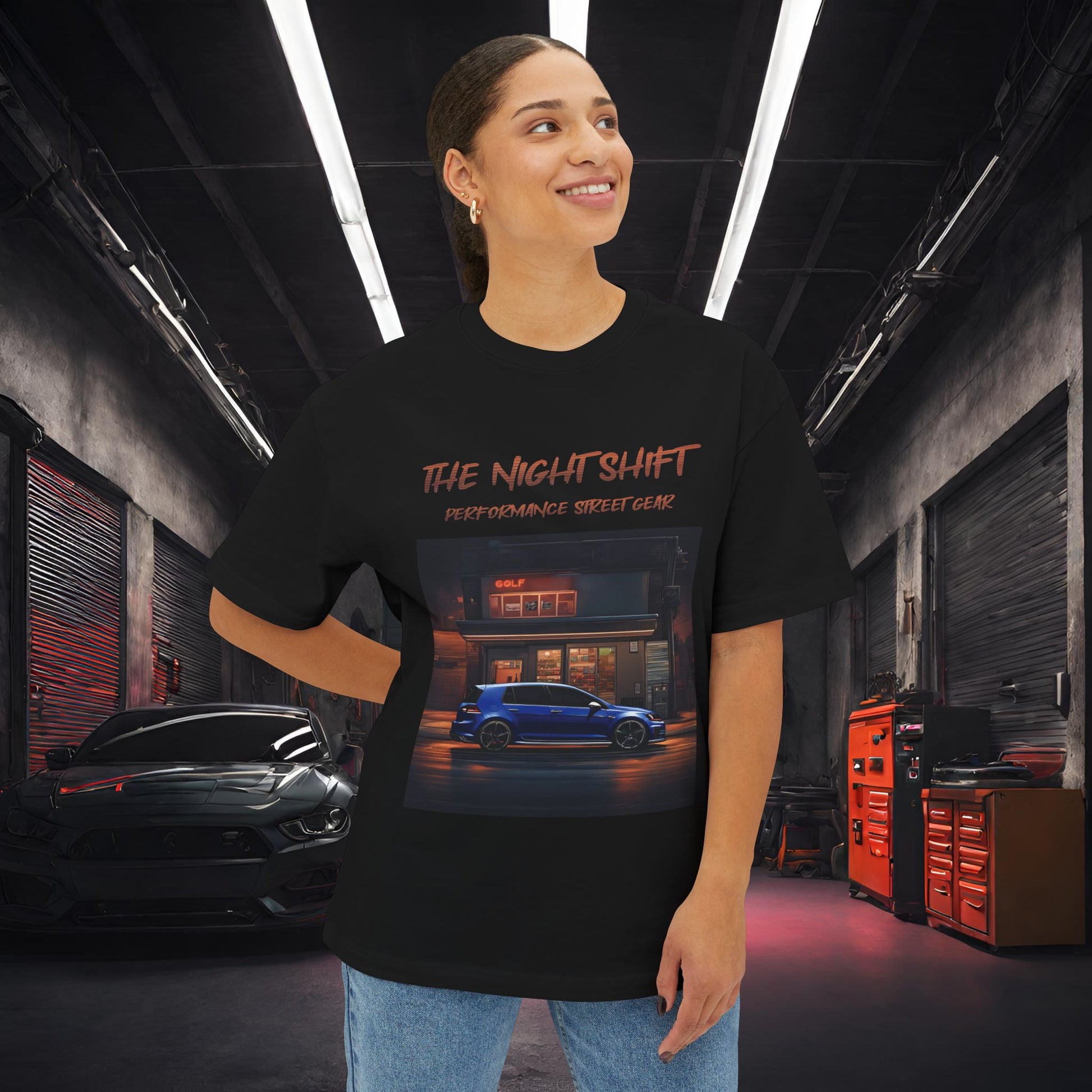Volkswagen Golf R- Premium, Ultra Soft Unisex Oversized Boxy Tee Printify by The Night Shift Automotive Apparel