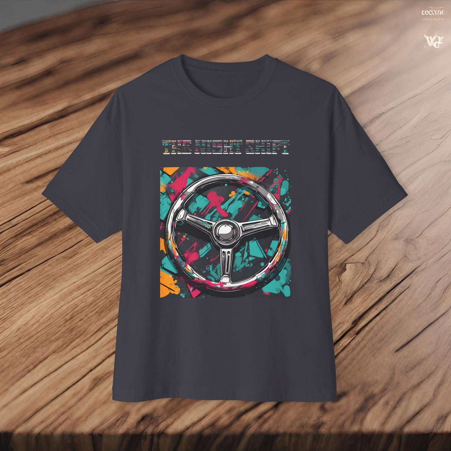 Steering Wheel-Premium, Ultra Soft Unisex Oversized Boxy Tee Printify by The Night Shift Automotive Apparel