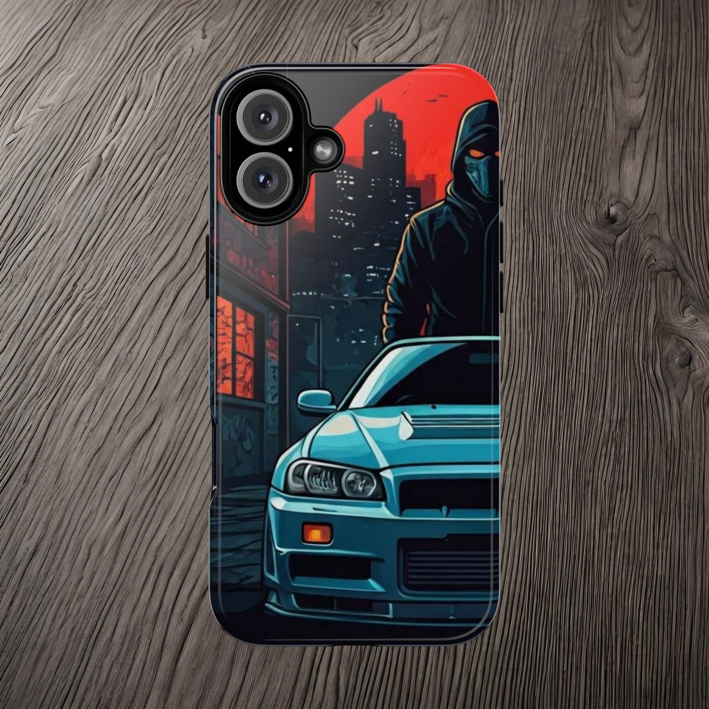 Nissan Skyline R34 Street Life-Dual Layer Ultra Tough Phone Case iPhone 16 Plus Glossy Printify by The Night Shift Automotive Apparel