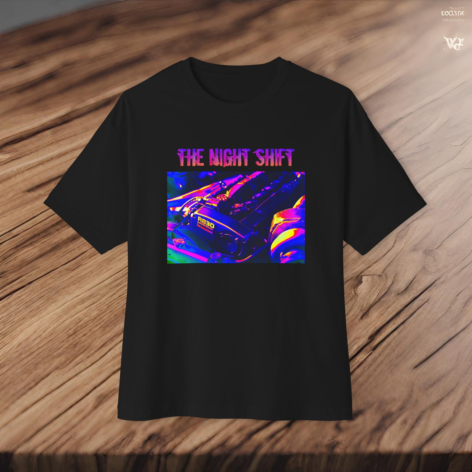 RB30 Synthwave-Premium, Ultra Soft Unisex Oversized Boxy Tee Printify by The Night Shift Automotive Apparel