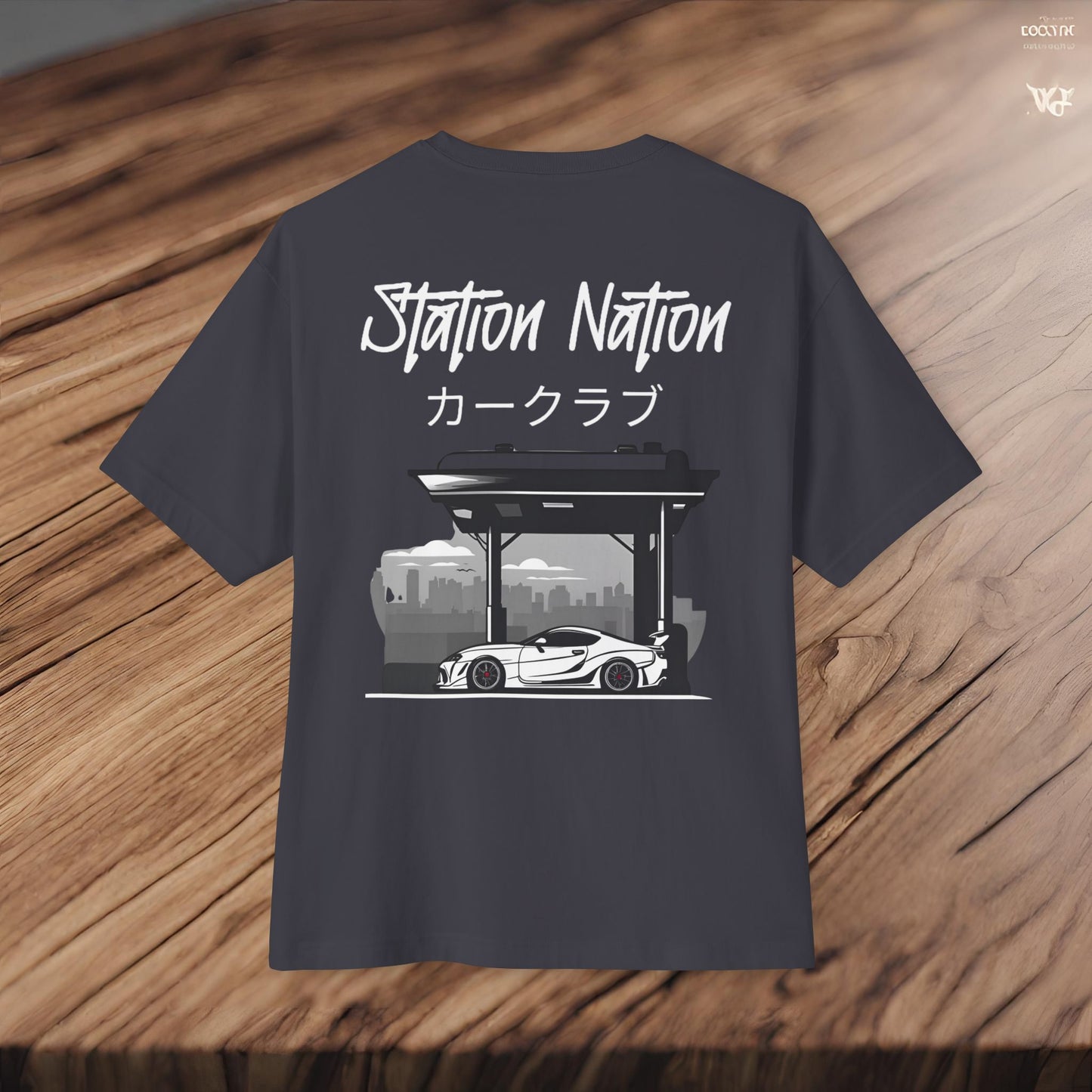 Station Nation-Premium, Ultra Soft Unisex Oversized Boxy Tee Printify by The Night Shift Automotive Apparel