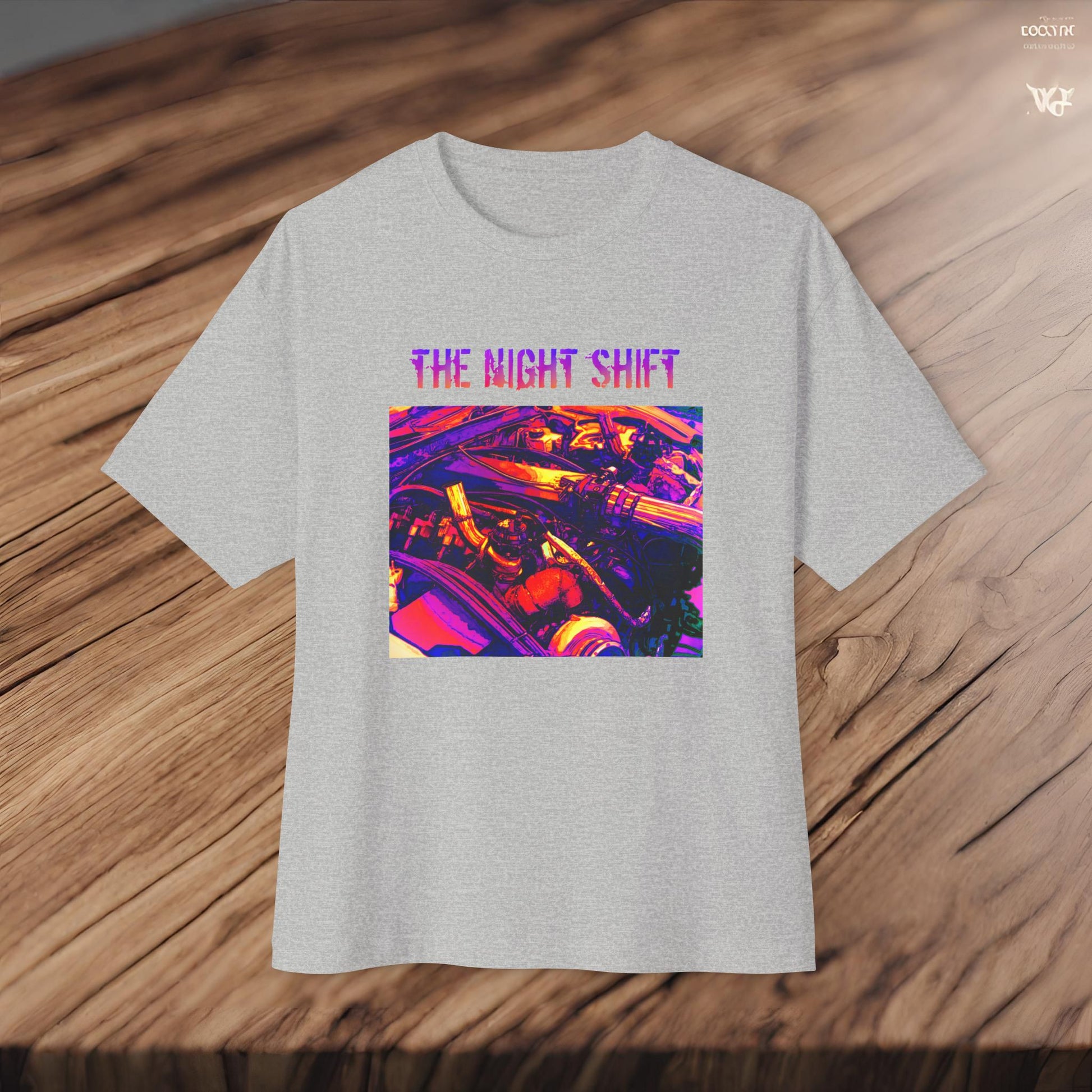 LS-X Twin Turbo Synthwave-Premium, Ultra Soft Unisex Oversized Boxy Tee Printify by The Night Shift Automotive Apparel