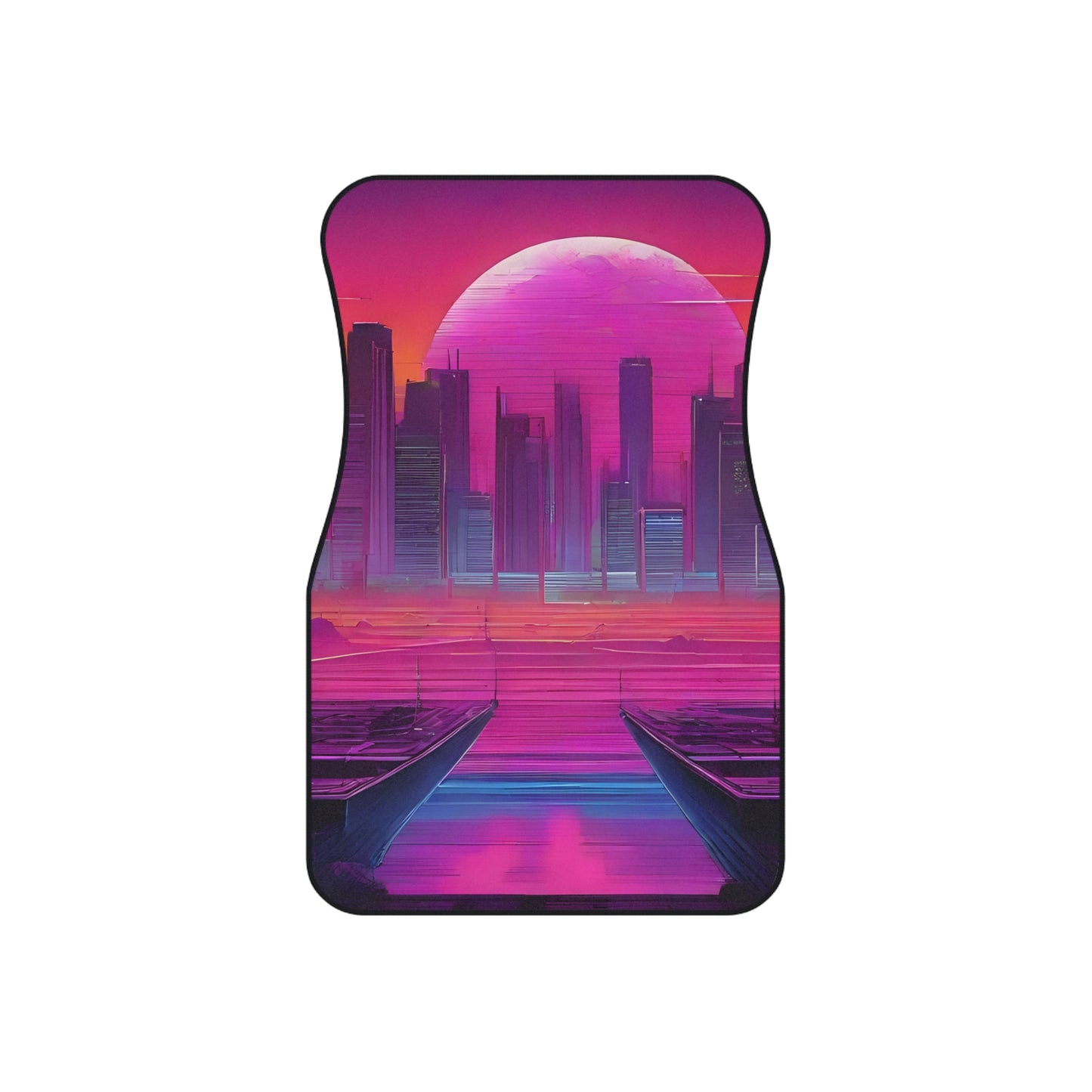 Sunset Synthwave-Premium, High Quality Car Floor Mats (Set of 2 Front Floor Mats) Printify by The Night Shift Automotive Apparel