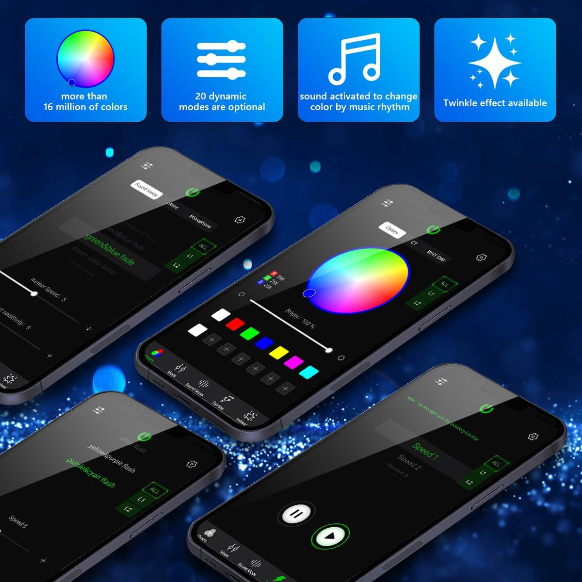 Starlight Headliner Kit-10W Fiber Optic With Meteor Effect, Music, App, Remote Control For Home And Car The Night Shift Performance Street Gear by The Night Shift Automotive Apparel