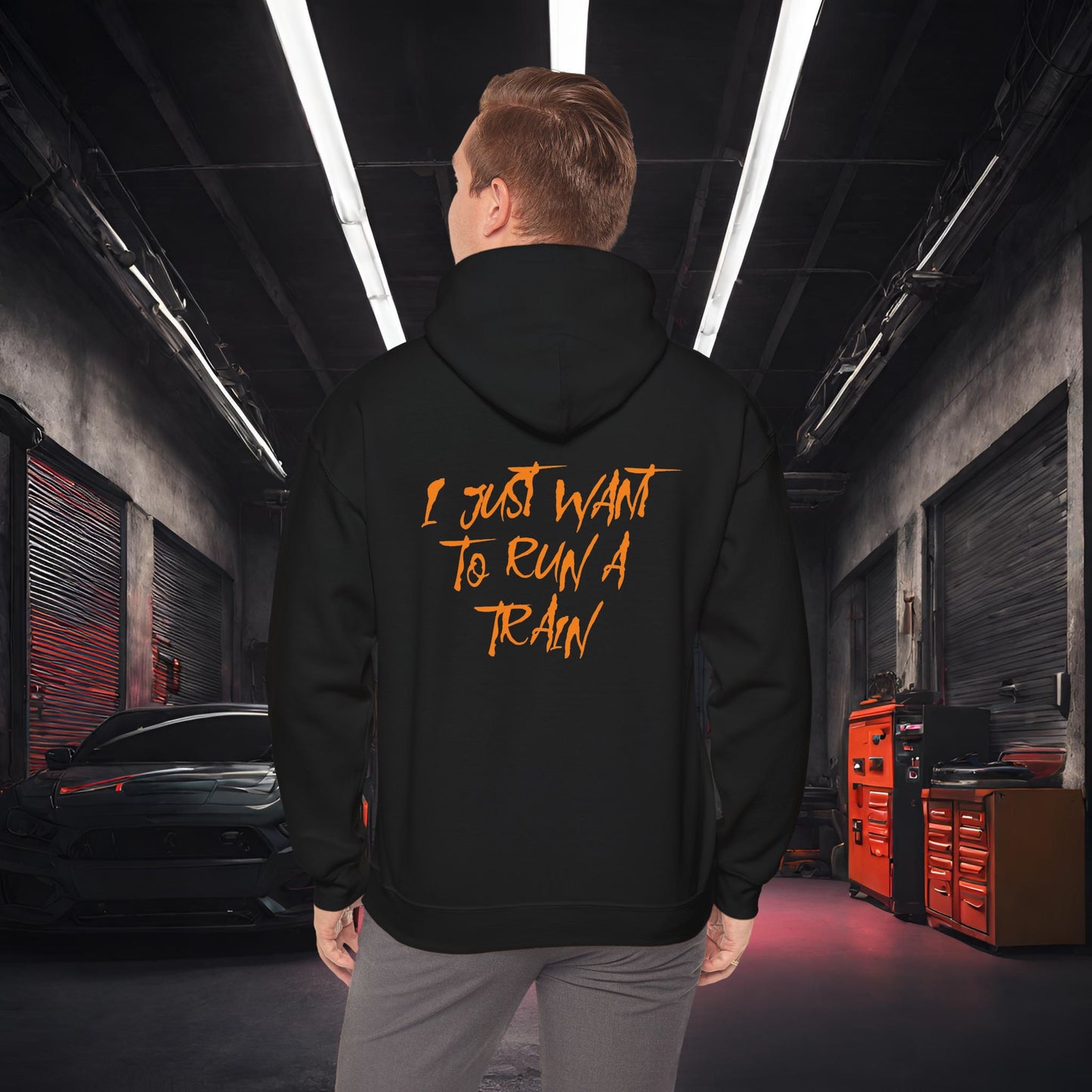 I Just Want To Run A Train-Ultra Soft, Premium Hoodie Black Printify by The Night Shift Automotive Apparel