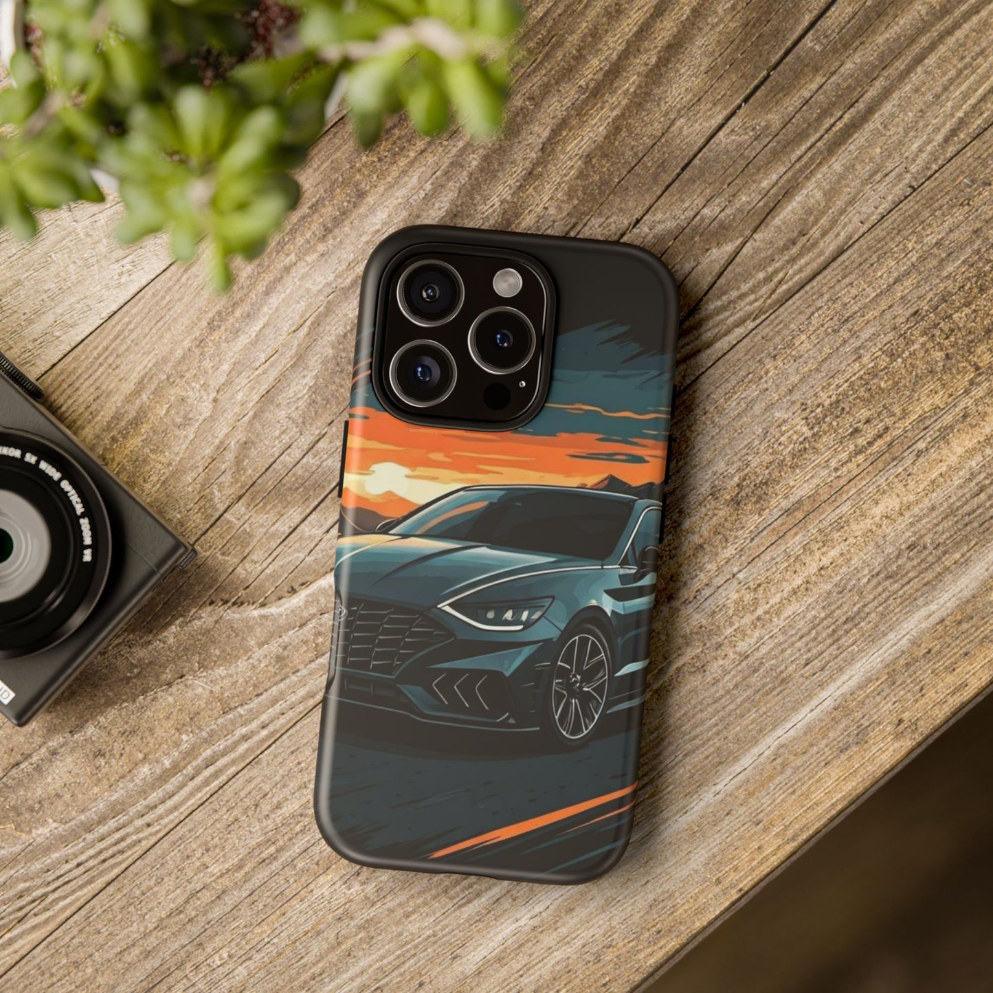 Hyundai Sonata-Sunset Drive-Dual Layer Ultra Tough Phone Case iPhone 16 Pro Matte Printify by The Night Shift Automotive Apparel