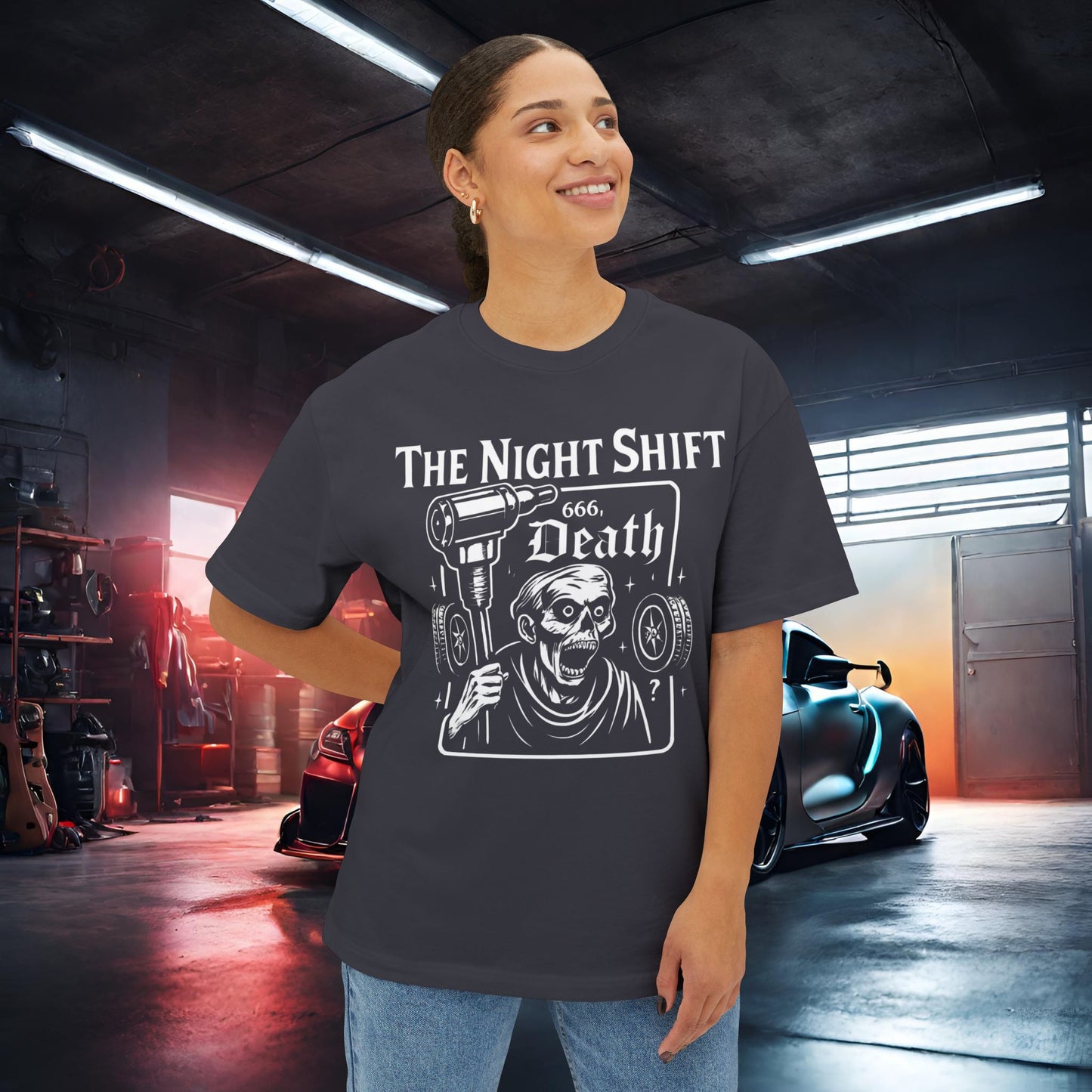The Night Shift-Premium, Ultra Soft Unisex Oversized Boxy Tee
