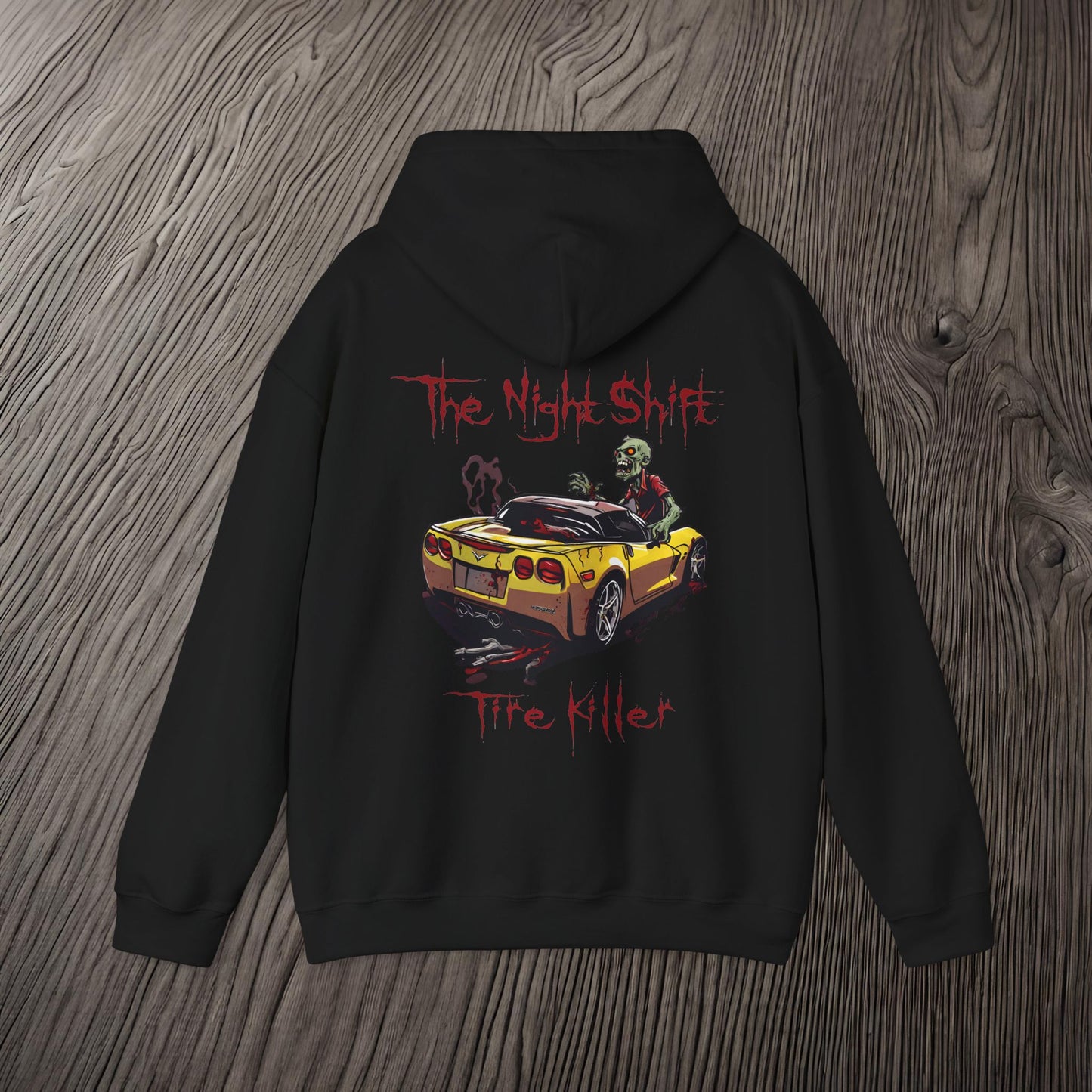 Tire Killer Zombie Corvette-Ultra Soft, Premium Hoodie Printify by The Night Shift Automotive Apparel