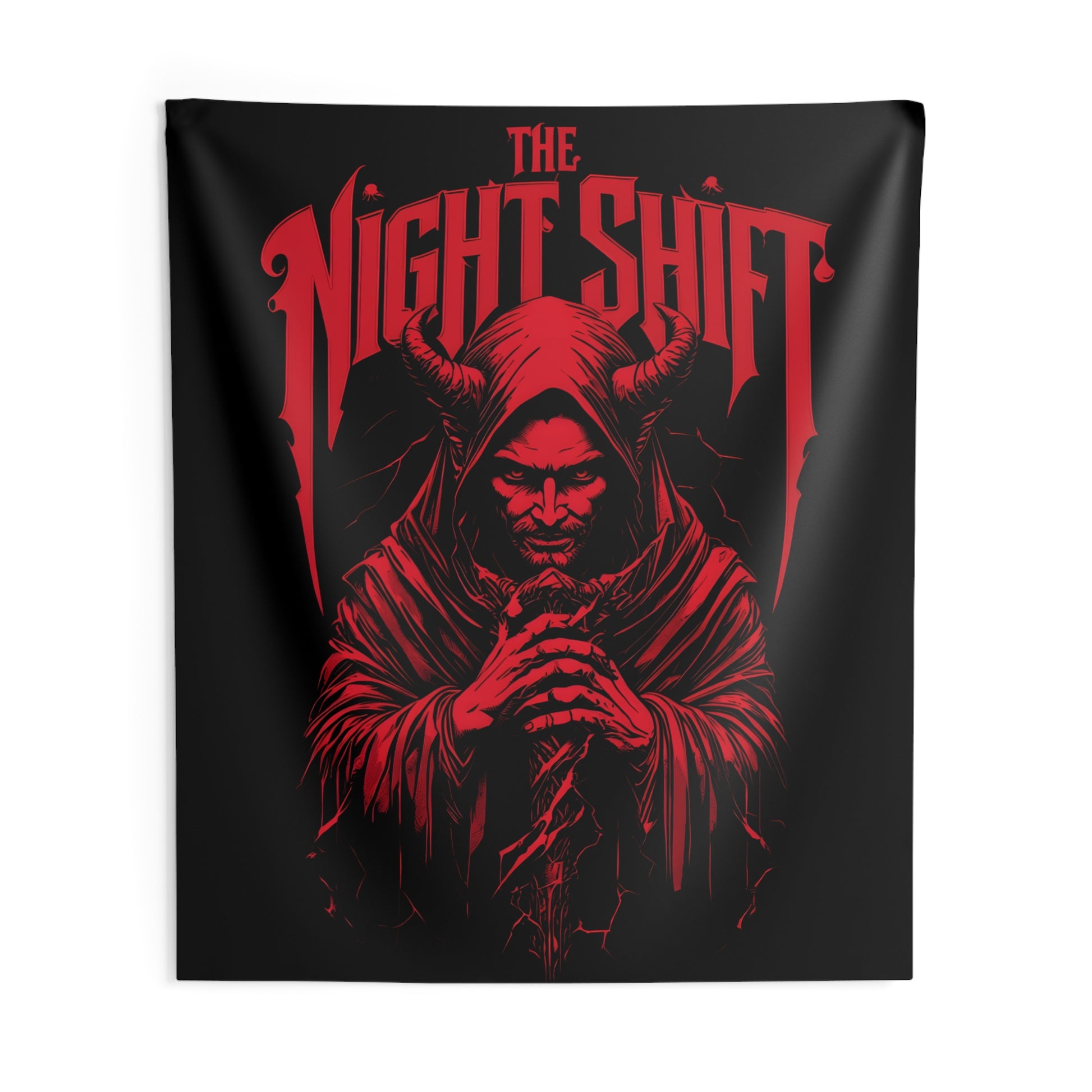 The Night Shift Satan Indoor Wall Tapestries - Shop Banner 88" × 104" Printify by The Night Shift Automotive Apparel