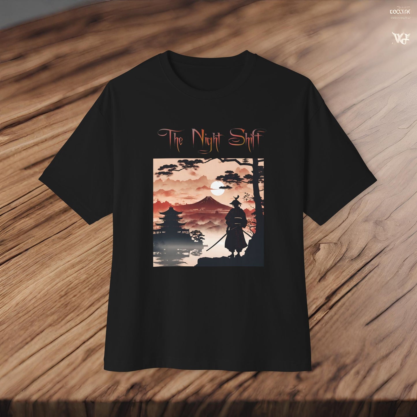 Samurai Volcano Silhouette-Premium, Ultra Soft Unisex Oversized Boxy Tee Printify by The Night Shift Automotive Apparel