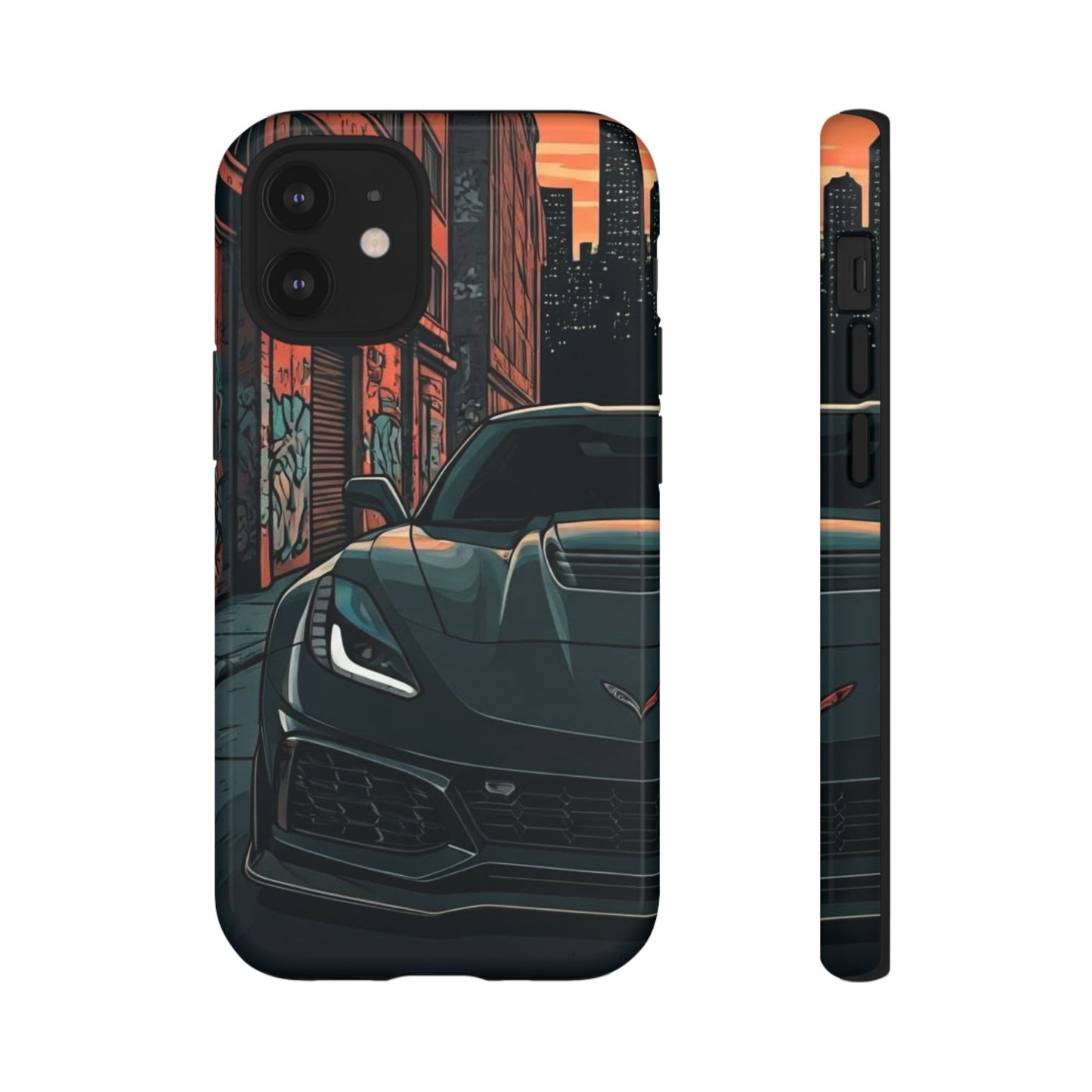 Chevy Corvette C7 Street Life-Dual Layer Ultra Tough Phone Case iPhone 12 Mini Glossy Printify by The Night Shift Automotive Apparel