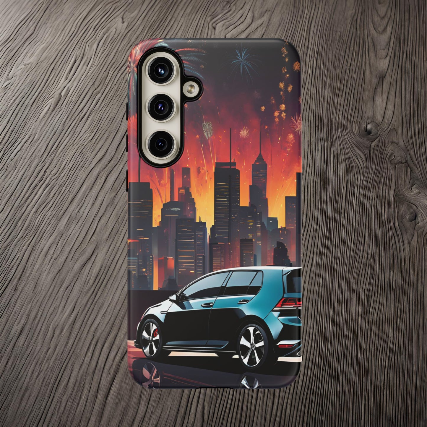 Volkswagon Golf GTI Fireworks-Dual Layer Ultra Tough Phone Case Samsung Galaxy S24 Plus Matte Printify by The Night Shift Automotive Apparel