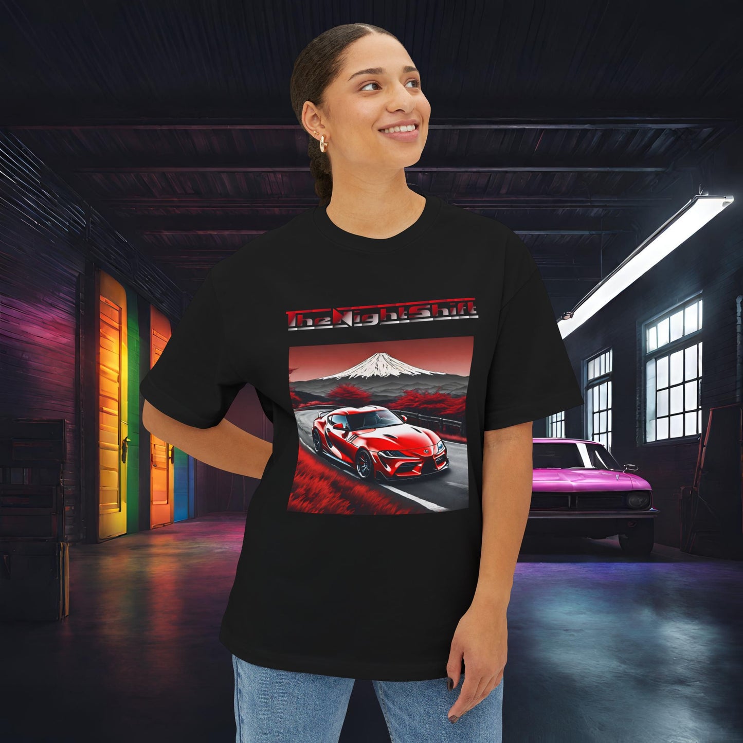 Toyota Supra MK-V Mt Fuji-Premium, Ultra Soft, Unisex Oversized Boxy Tee Printify by The Night Shift Automotive Apparel
