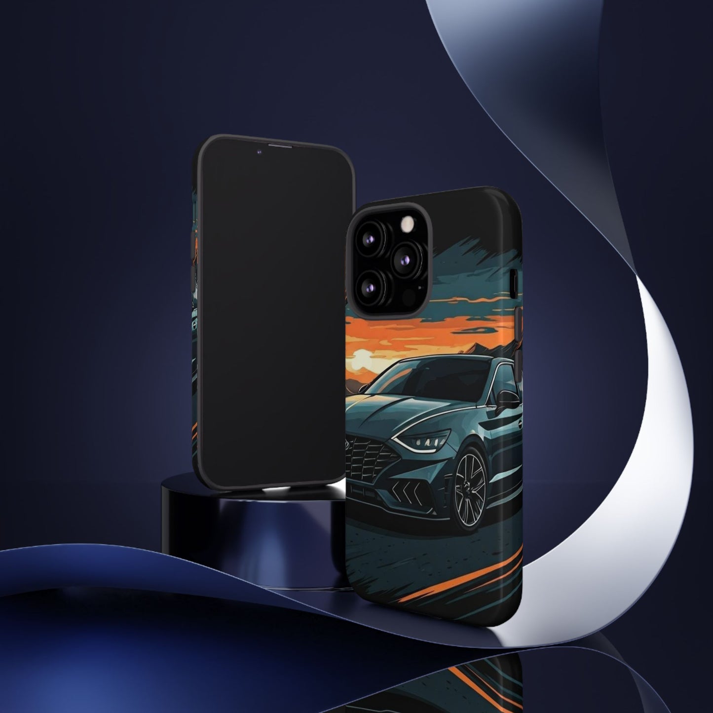 Hyundai Sonata-Sunset Drive-Dual Layer Ultra Tough Phone Case iPhone 13 Pro Glossy Printify by The Night Shift Automotive Apparel
