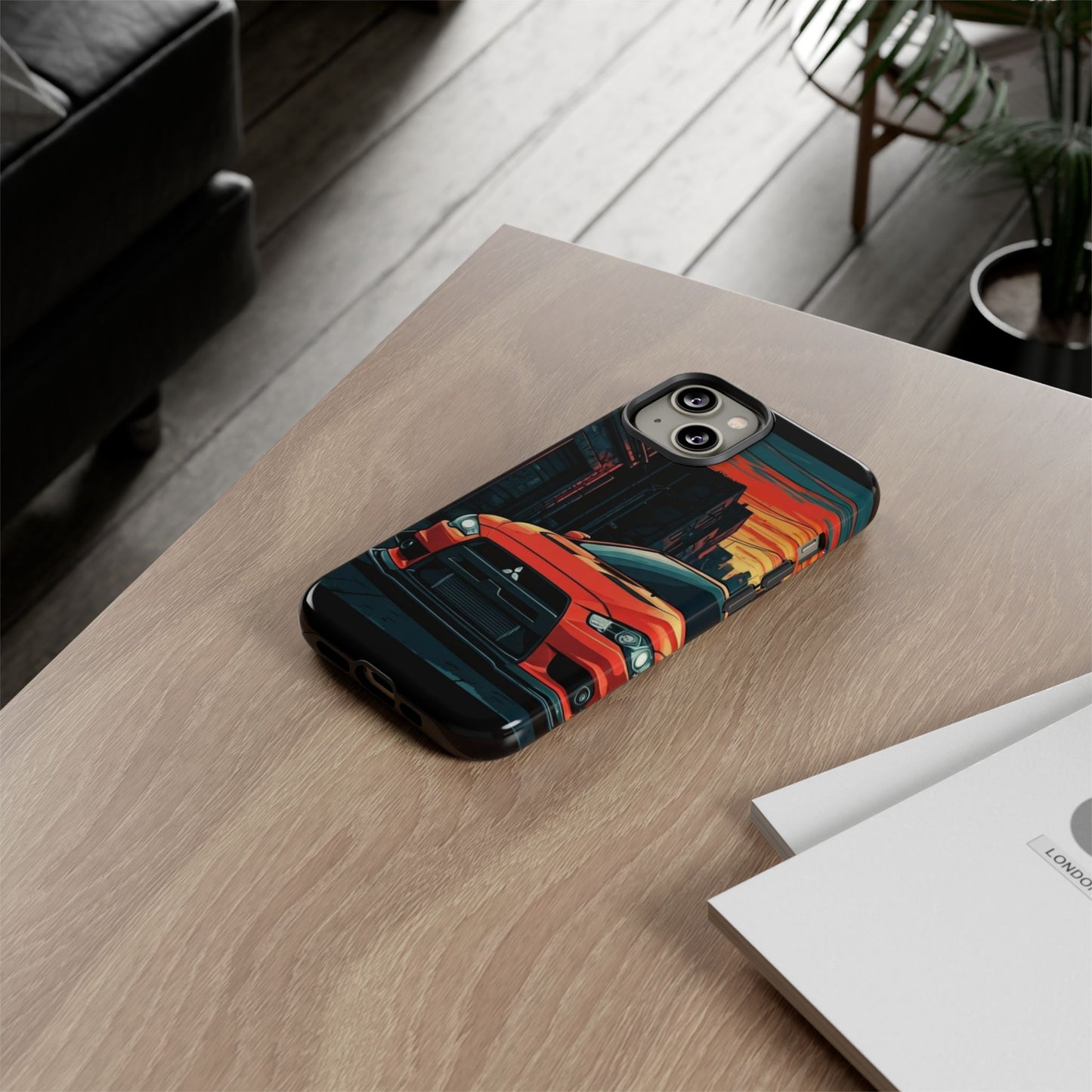 Mitsubishi Evo X Street Life-Dual Layer Ultra Tough Phone Case iPhone 14 Glossy Printify by The Night Shift Automotive Apparel