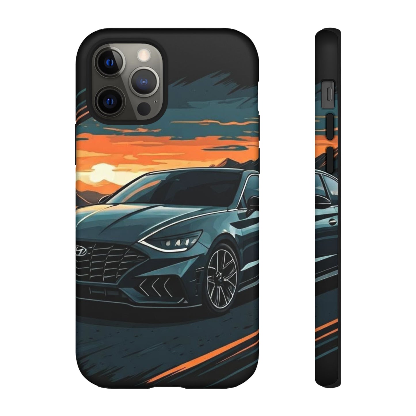 Hyundai Sonata-Sunset Drive-Dual Layer Ultra Tough Phone Case iPhone 12 Pro Matte Printify by The Night Shift Automotive Apparel