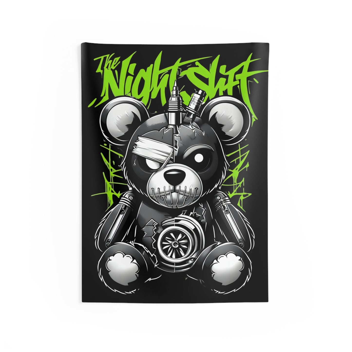 Tattered Teddy Indoor Wall Tapestries - Shop Banner 26" × 36" Printify by The Night Shift Automotive Apparel