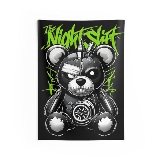 Tattered Teddy Indoor Wall Tapestries - Shop Banner 26" × 36" Printify by The Night Shift Automotive Apparel