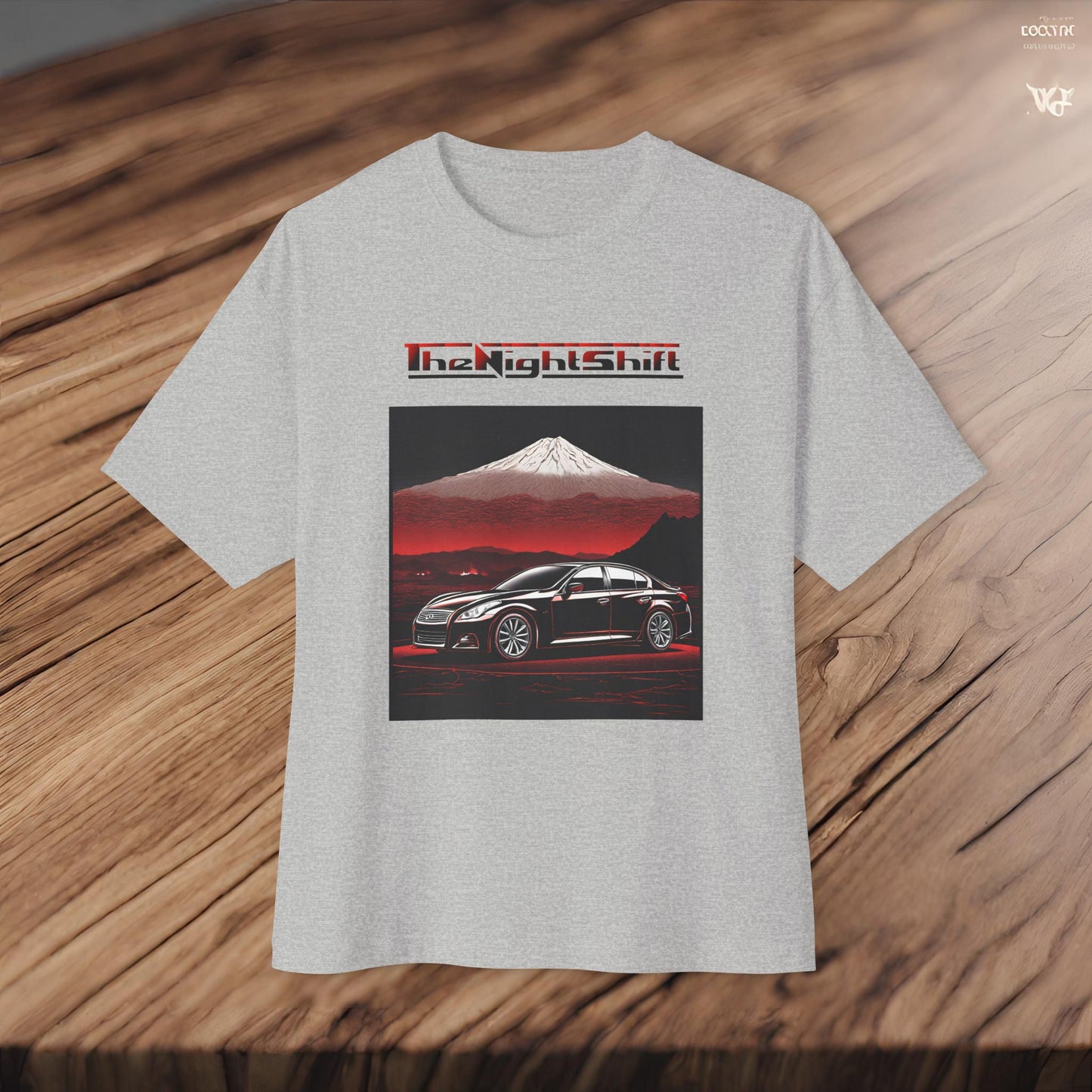 Infiniti G37 Sedan Mt Fuji-Premium, Ultra Soft, Unisex Oversized Boxy Tee Printify by The Night Shift Automotive Apparel