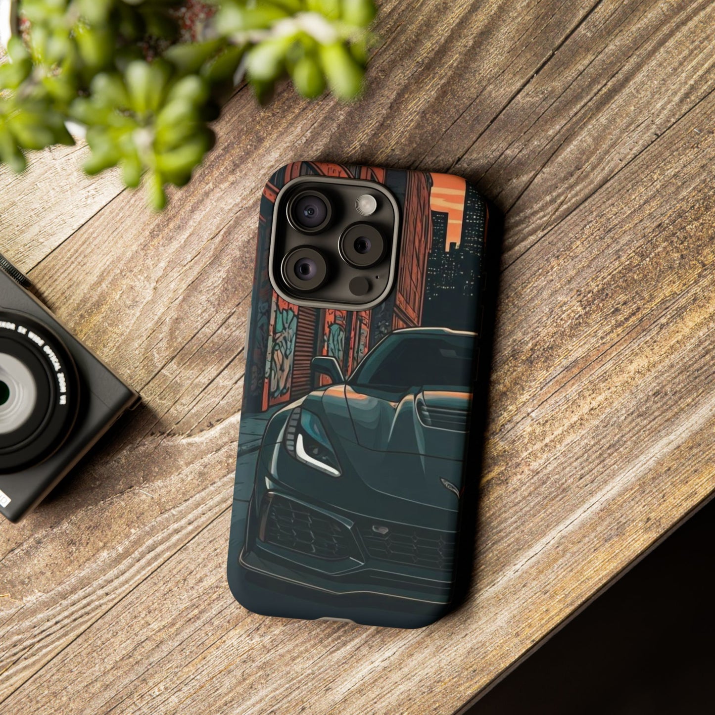 Chevy Corvette C7 Street Life-Dual Layer Ultra Tough Phone Case iPhone 15 Pro Matte Printify by The Night Shift Automotive Apparel