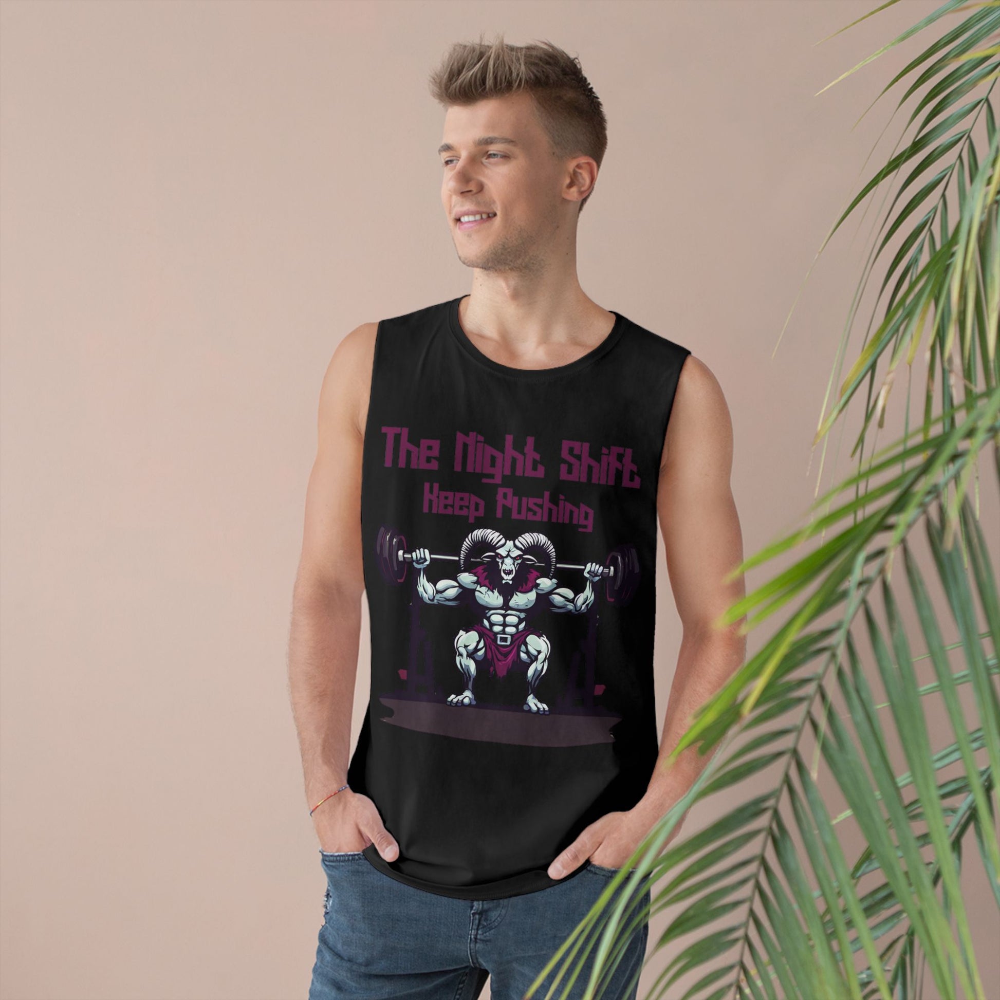 Keep Pushing - Ram Body Builder - Premium Unisex Barnard Tank Top Printify by The Night Shift Automotive Apparel
